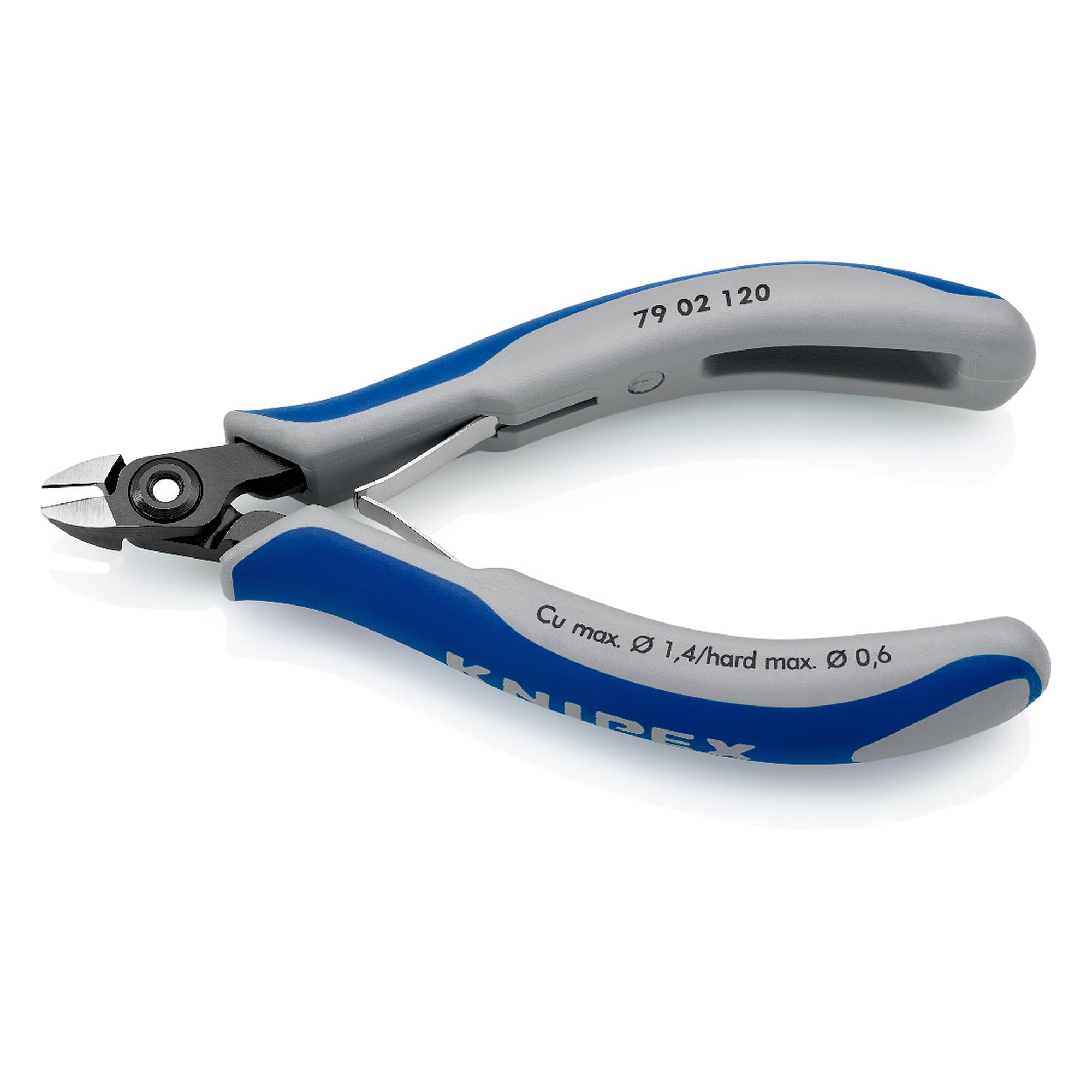 Precision electronics diagonal cutter, mini head, small bevel, 64 HRC, 120 mm