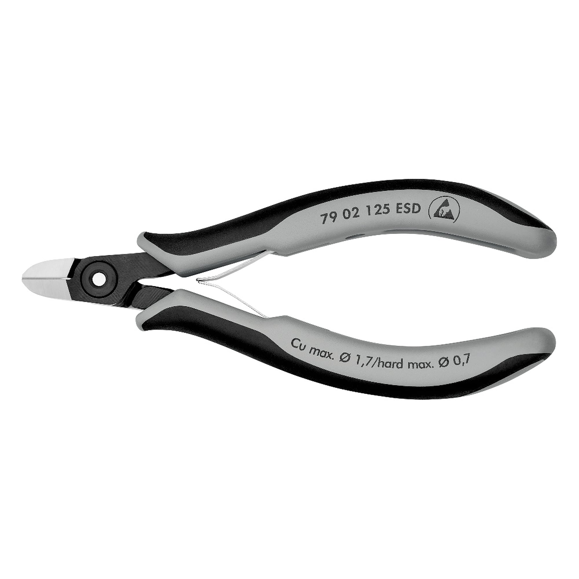 ESD precision electronics diagonal cutter round head, edges 64 HRC, 125 mm