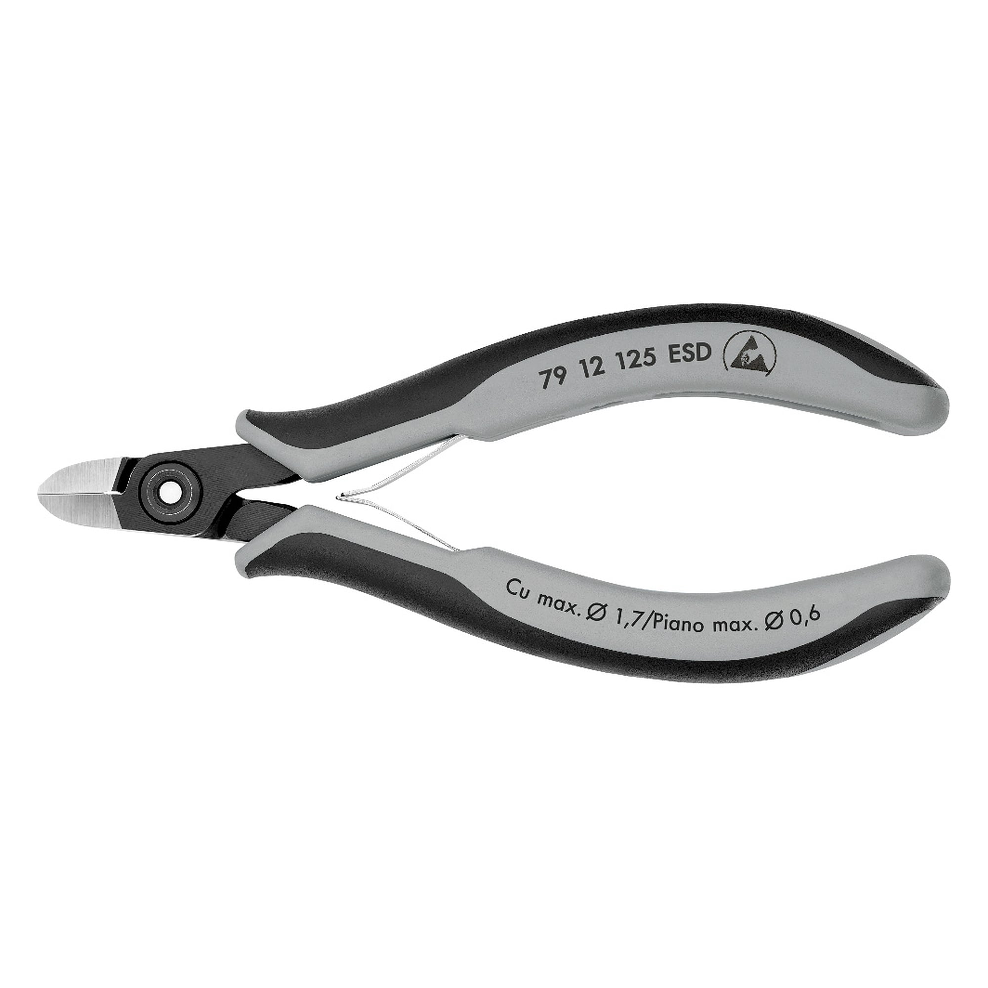 ESD precision electronics diagonal cutter with very small bevel, hard wire up to Ø 1.0 mm, 125 mm