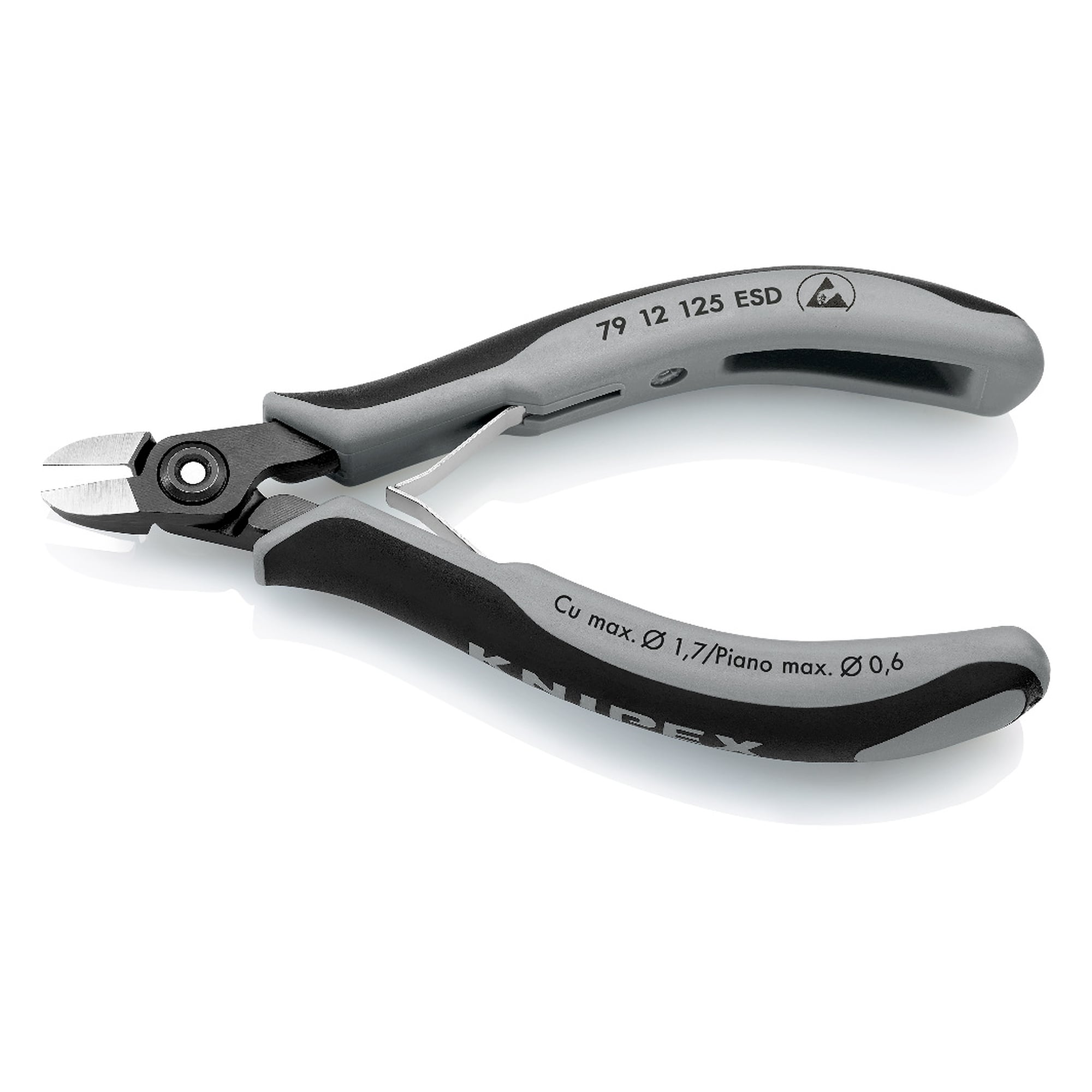 ESD precision electronics diagonal cutter with very small bevel, hard wire up to Ø 1.0 mm, 125 mm