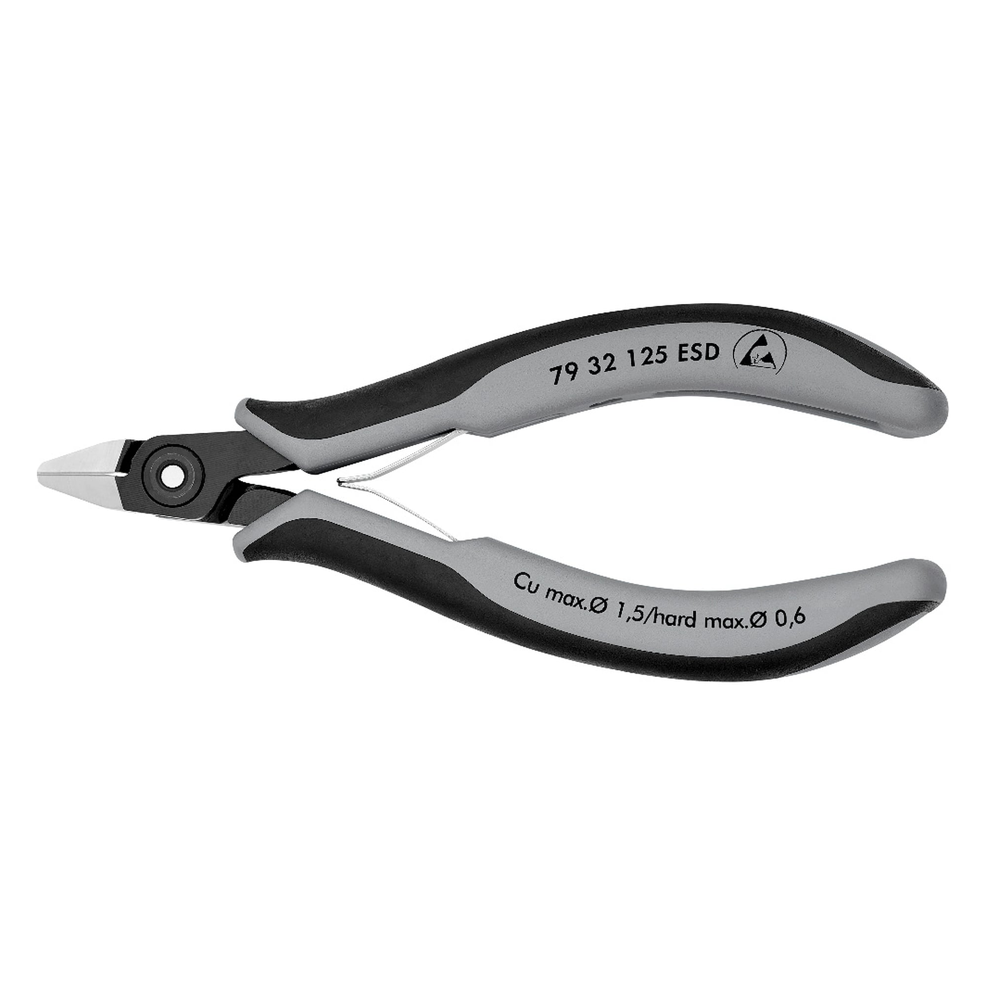 ESD Präzisions-Elektronik-Seitenschneider spitz, kleine Facette, 64 HRC, 125 mm