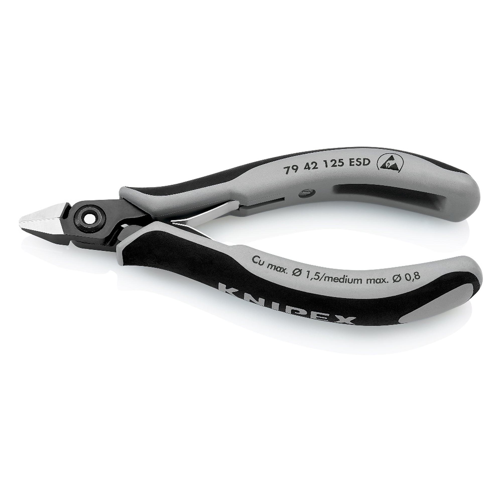 ESD precision electronics diagonal cutter pointed without bevel, 125 mm