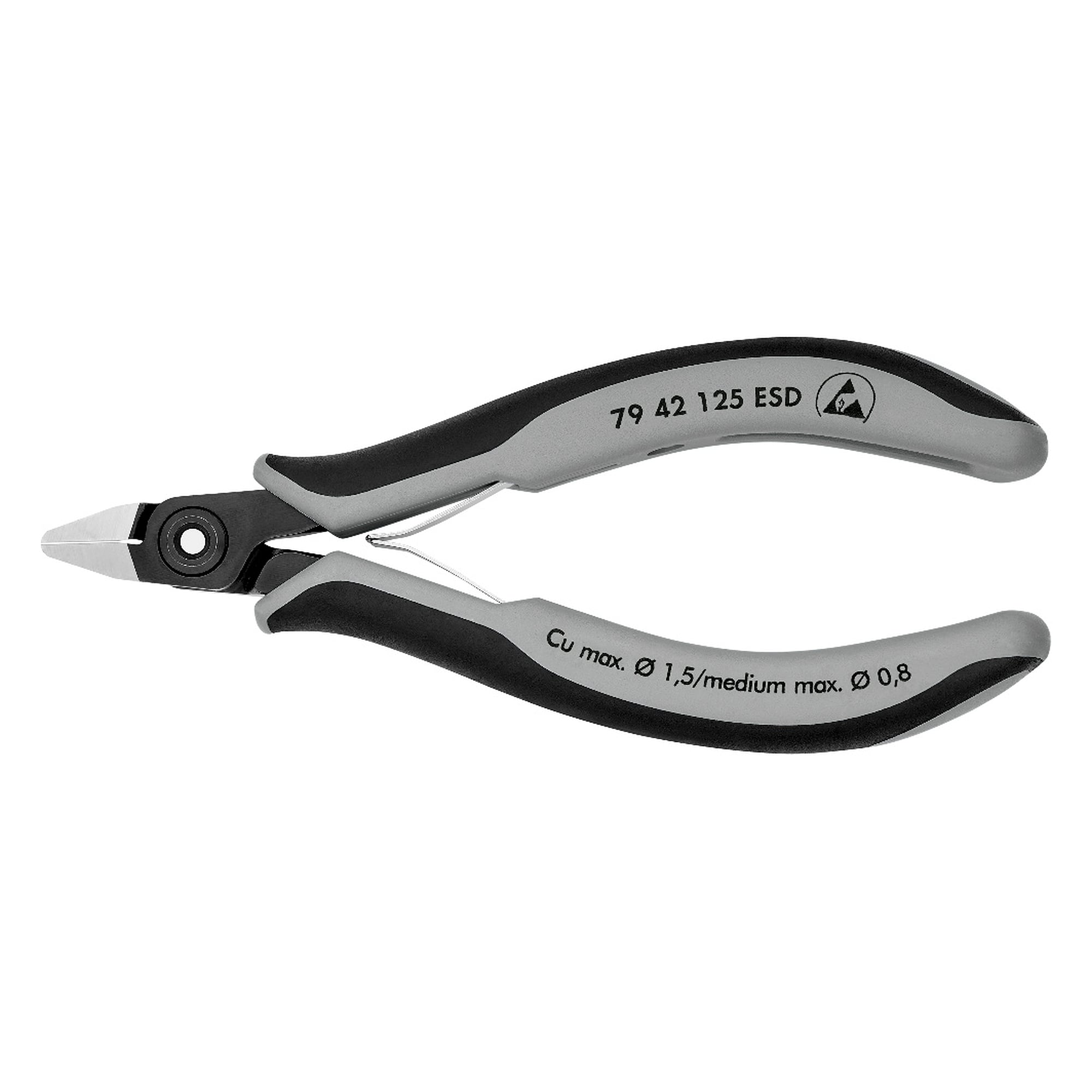 ESD precision electronics diagonal cutter pointed without bevel, 125 mm
