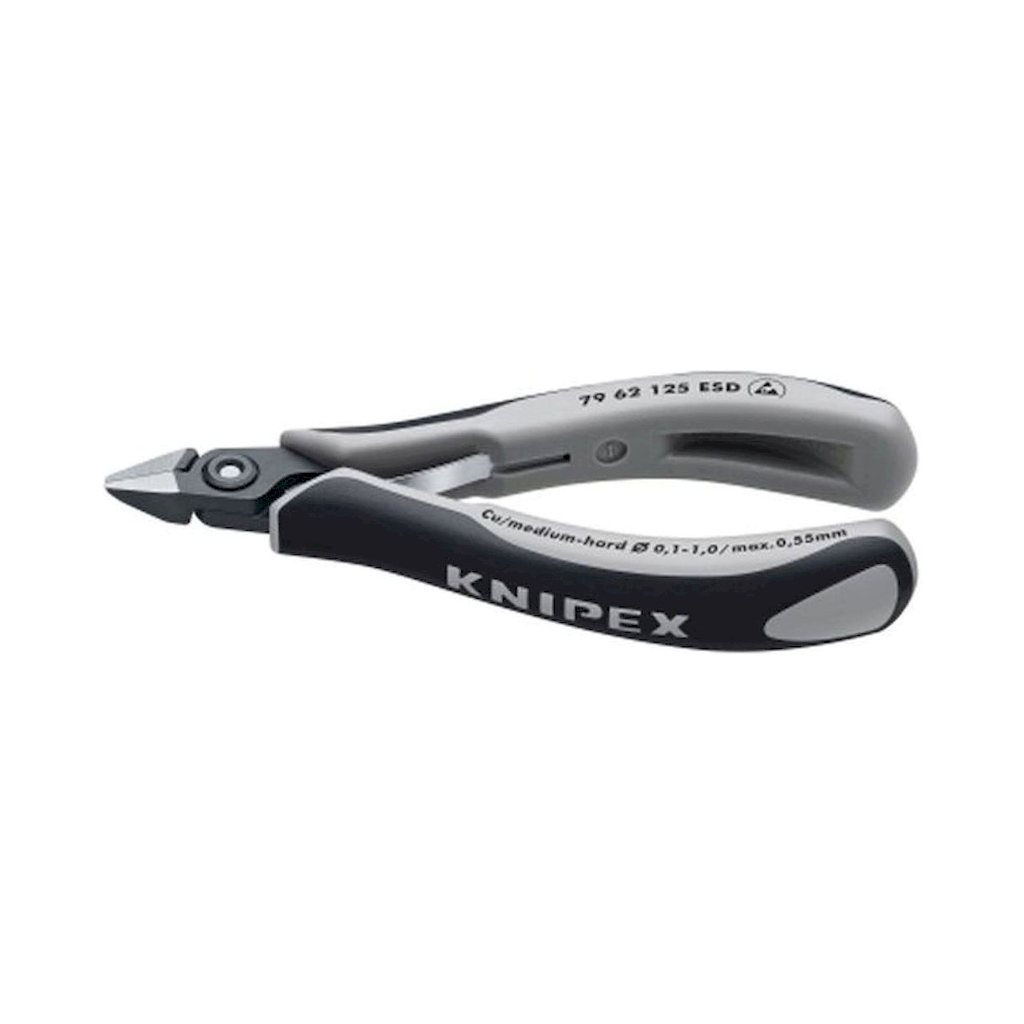 Knipex 79 62 125 ESD. ESD precision electronics side cutter, pointed with wire  clip, 125 mm