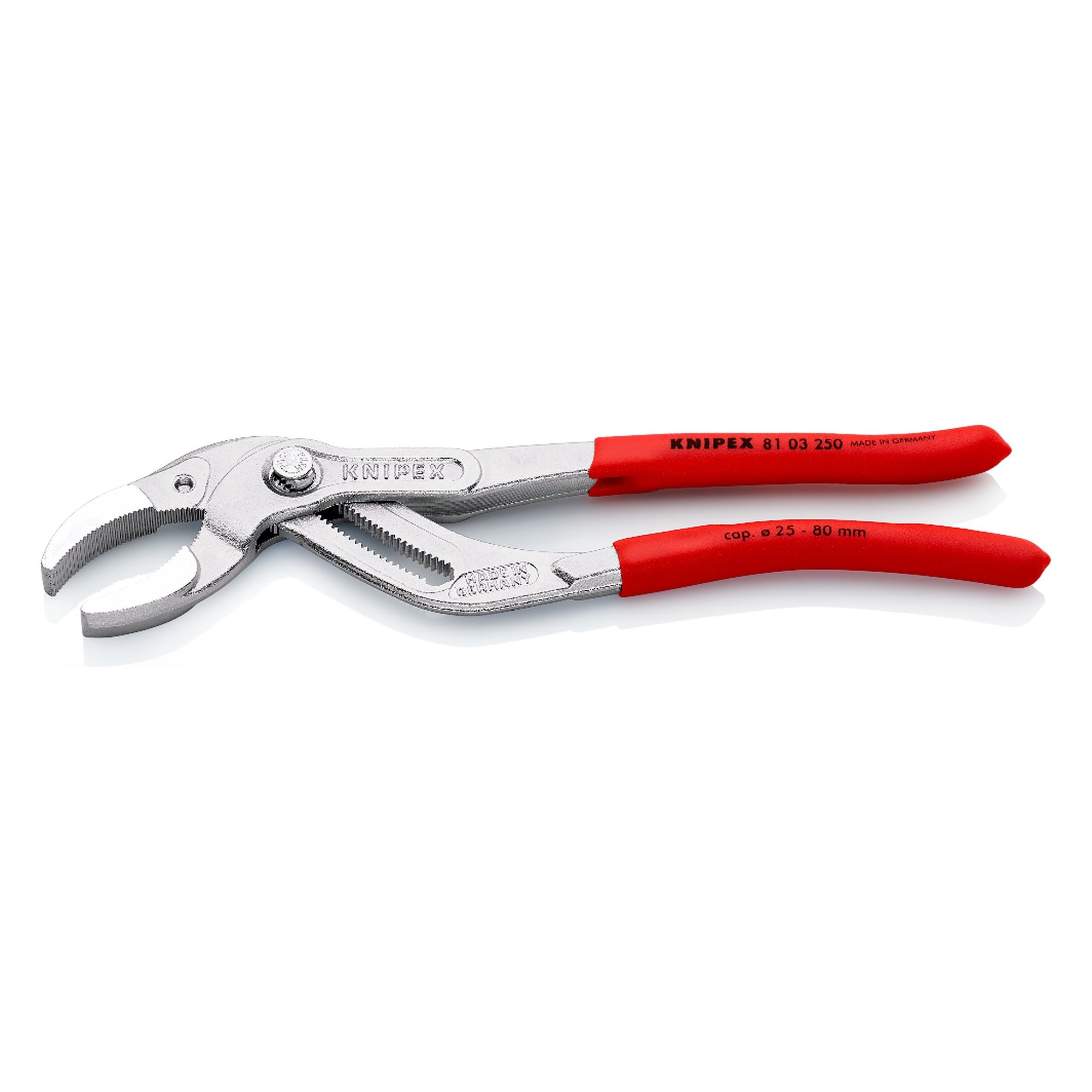 Siphon- und Connectorenzange SpeedGrip verchromt, gezahnte Backen, Ø 25 - 80 mm, 250 mm