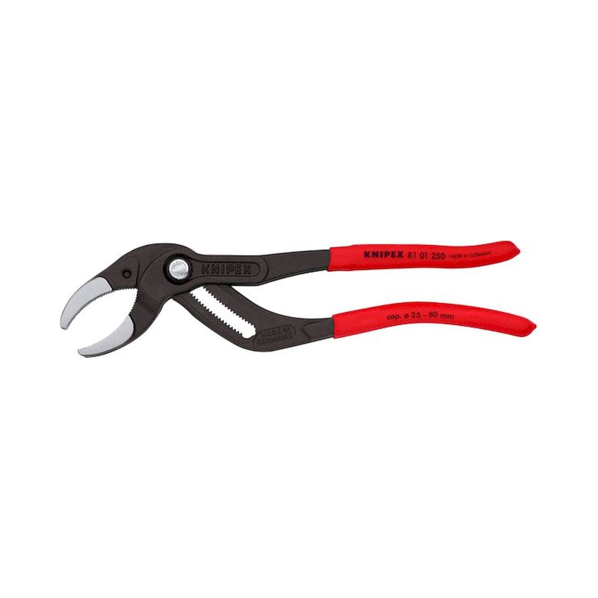Knipex 81 01 250. Siphon- und Connectorenzange "SpeedGrip", schwarz atramentiert, rutschhemmend, 25 - 80 mm, 250 mm