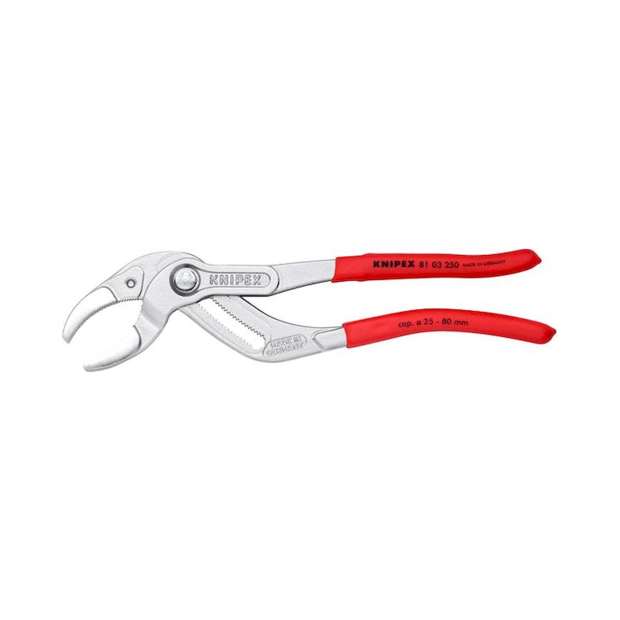 Knipex 81 03 250. Siphon- und Connectorenzange "SpeedGrip", verchromt, rutschhemmend, 25 - 80 mm, 250 mm