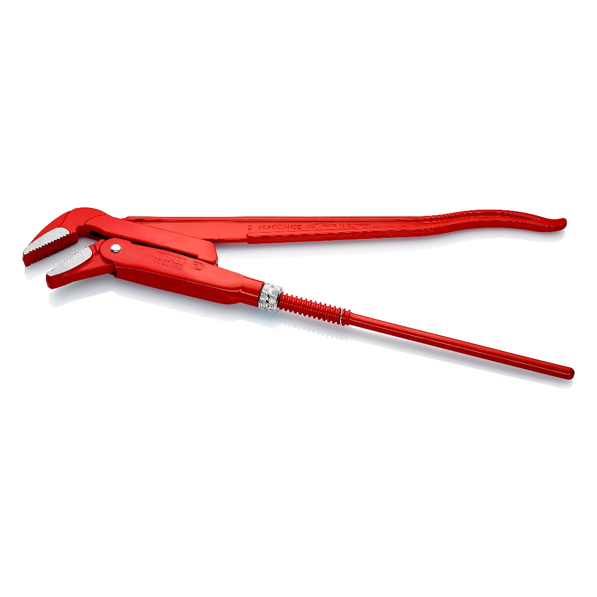 Pipe wrench 45°, Swedish pattern, 70 mm capacity, 570 mm long