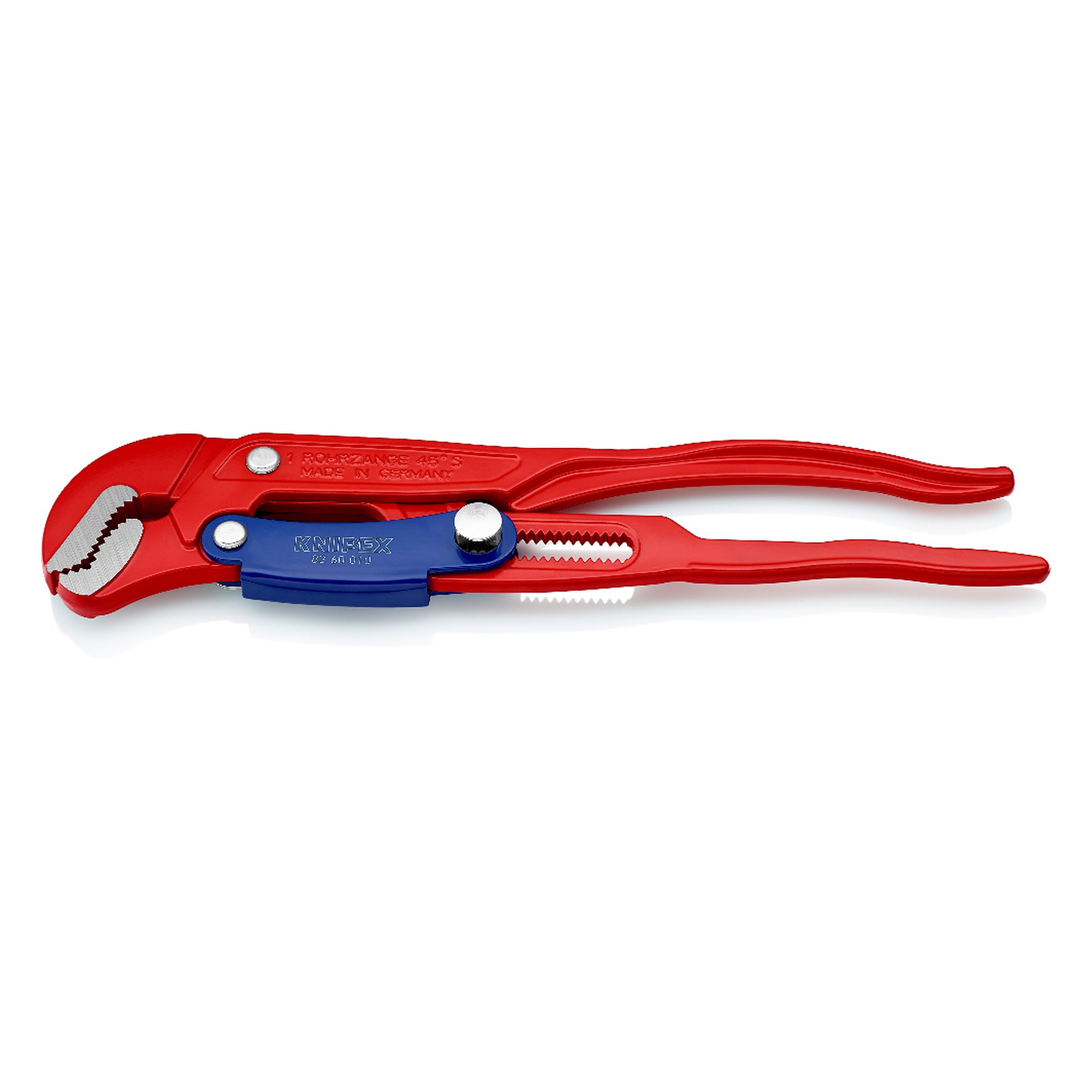 Pipe wrench S-type with fast adjustment, pipes up to 42 mm dia., red powder-coated, 330 mm