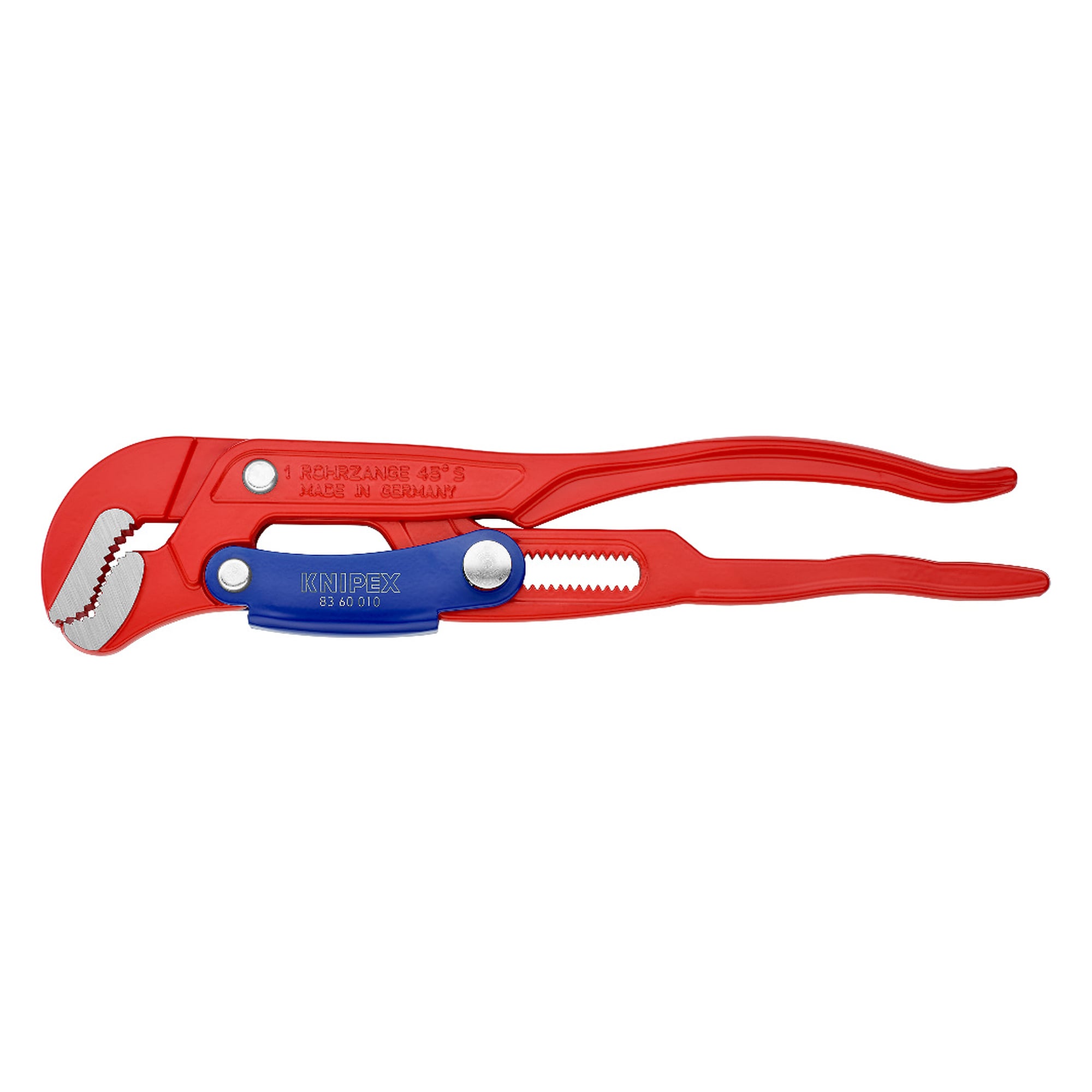 Pipe wrench S-type with fast adjustment, pipes up to 42 mm dia., red powder-coated, 330 mm
