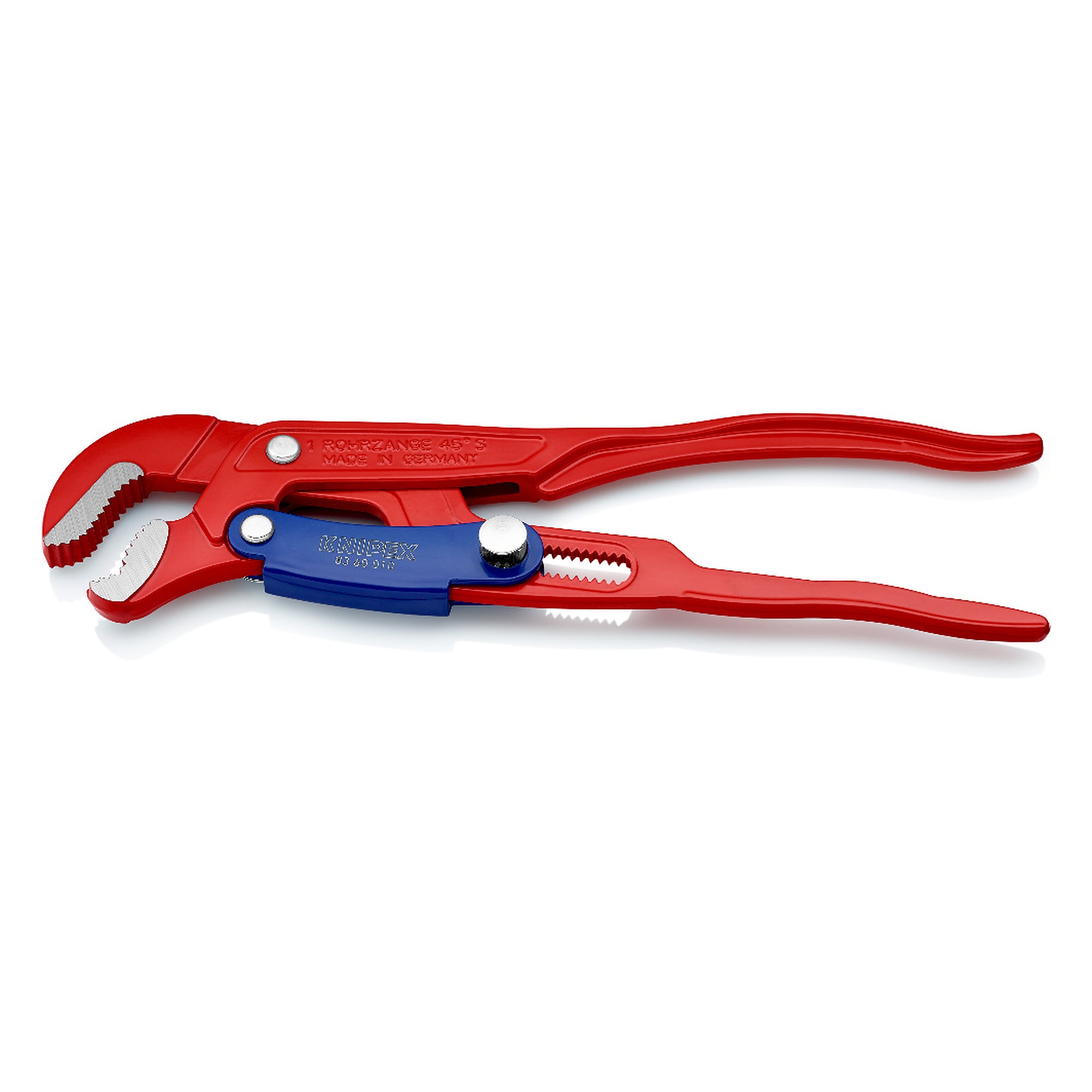 Pipe wrench S-type with fast adjustment, pipes up to 42 mm dia., red powder-coated, 330 mm