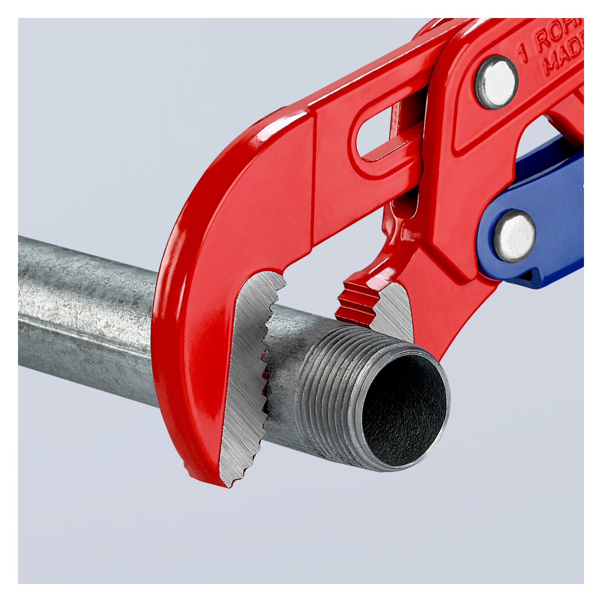 Pipe wrench S-type with fast adjustment, pipes up to 42 mm dia., red powder-coated, 330 mm