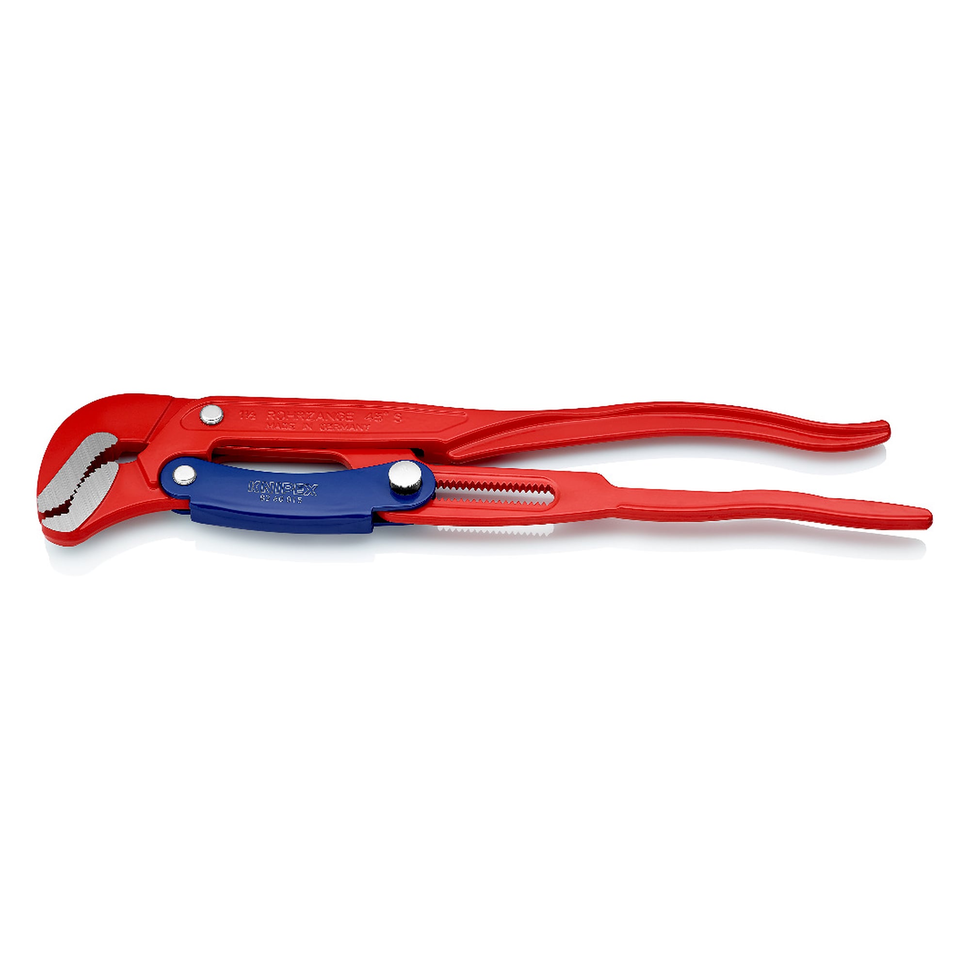 Rohrzange S-Maul mit Schnelleinstellung, Rohre bis Ø 60 mm, rot pulverbeschichtet, 420 mm