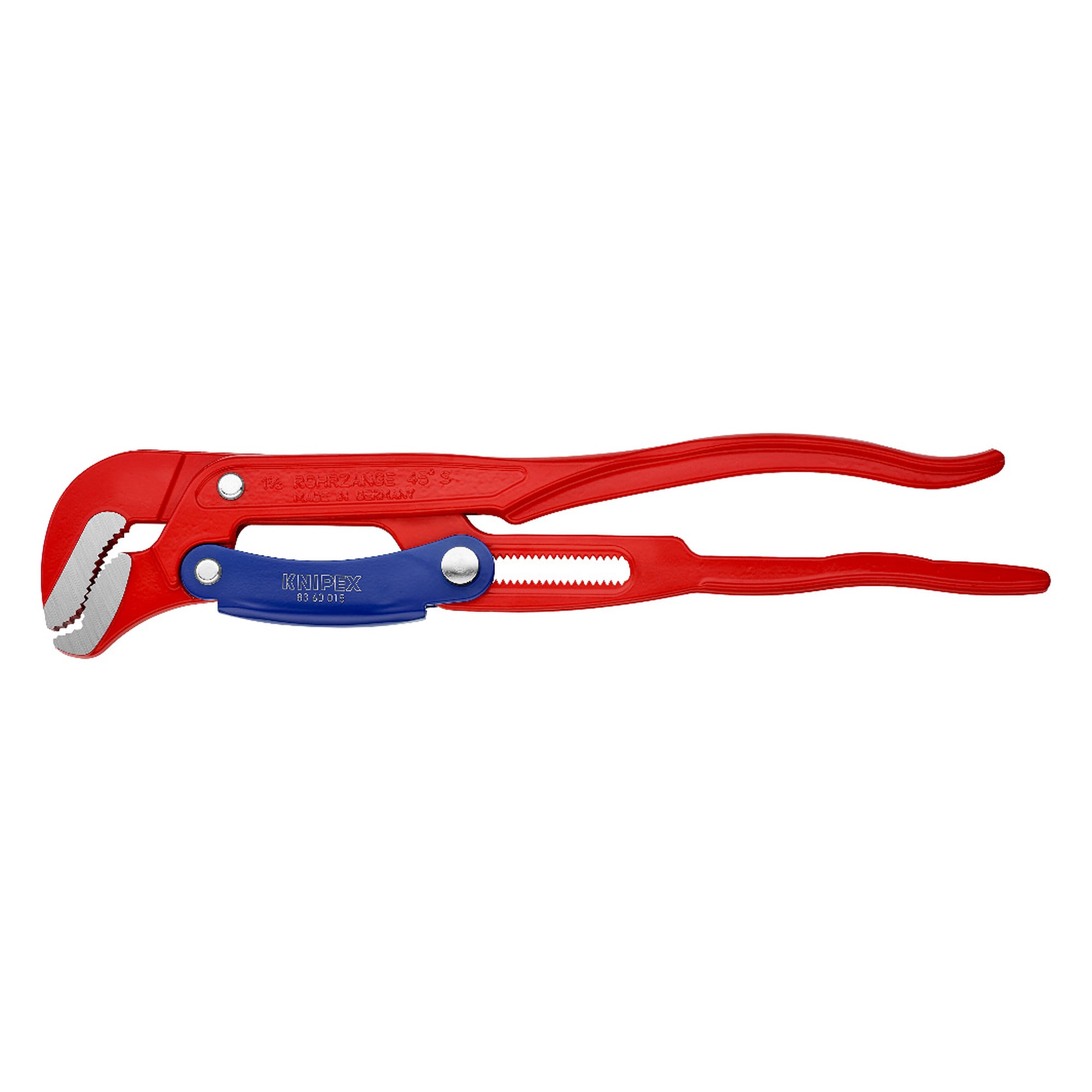 Rohrzange S-Maul mit Schnelleinstellung, Rohre bis Ø 60 mm, rot pulverbeschichtet, 420 mm