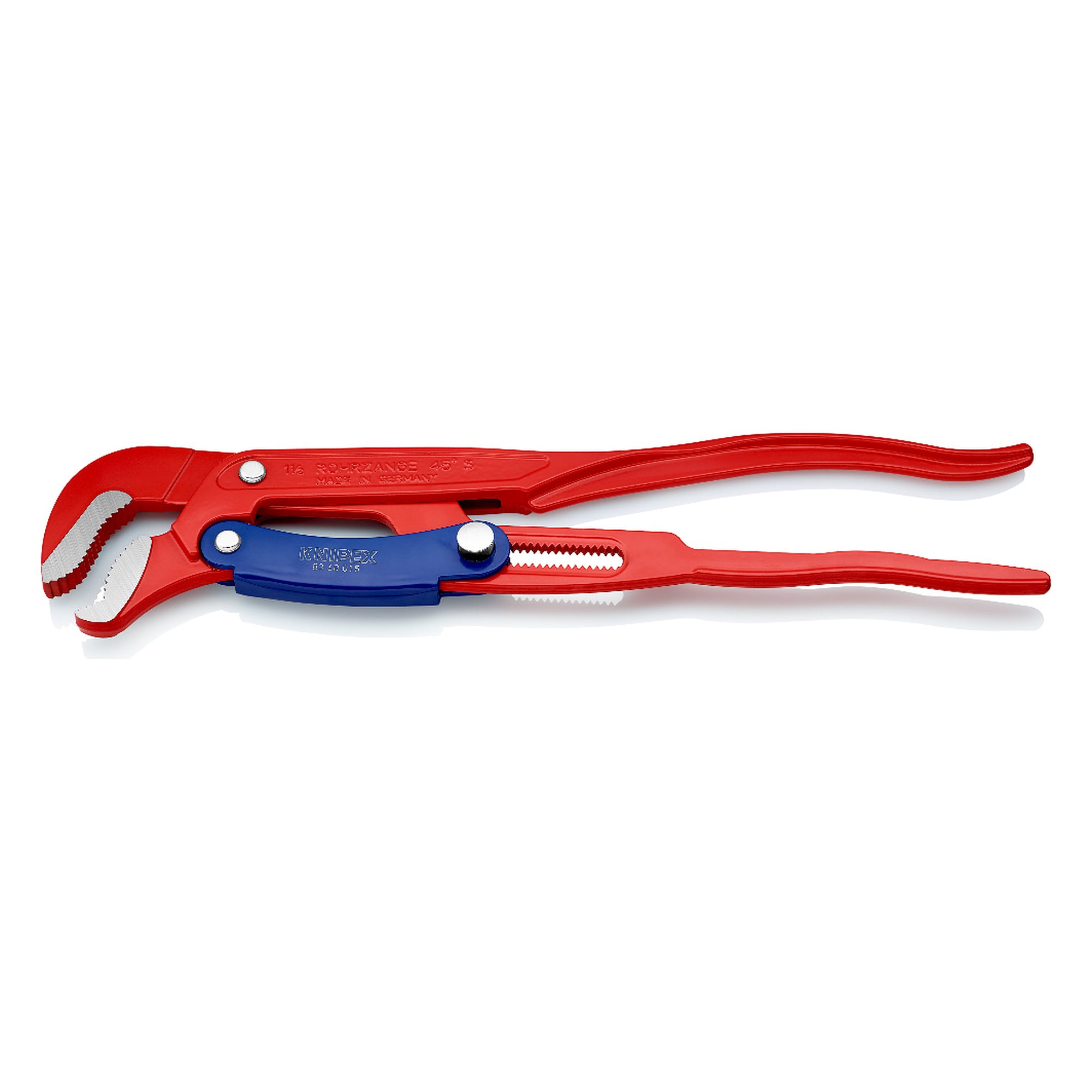 Rohrzange S-Maul mit Schnelleinstellung, Rohre bis Ø 60 mm, rot pulverbeschichtet, 420 mm