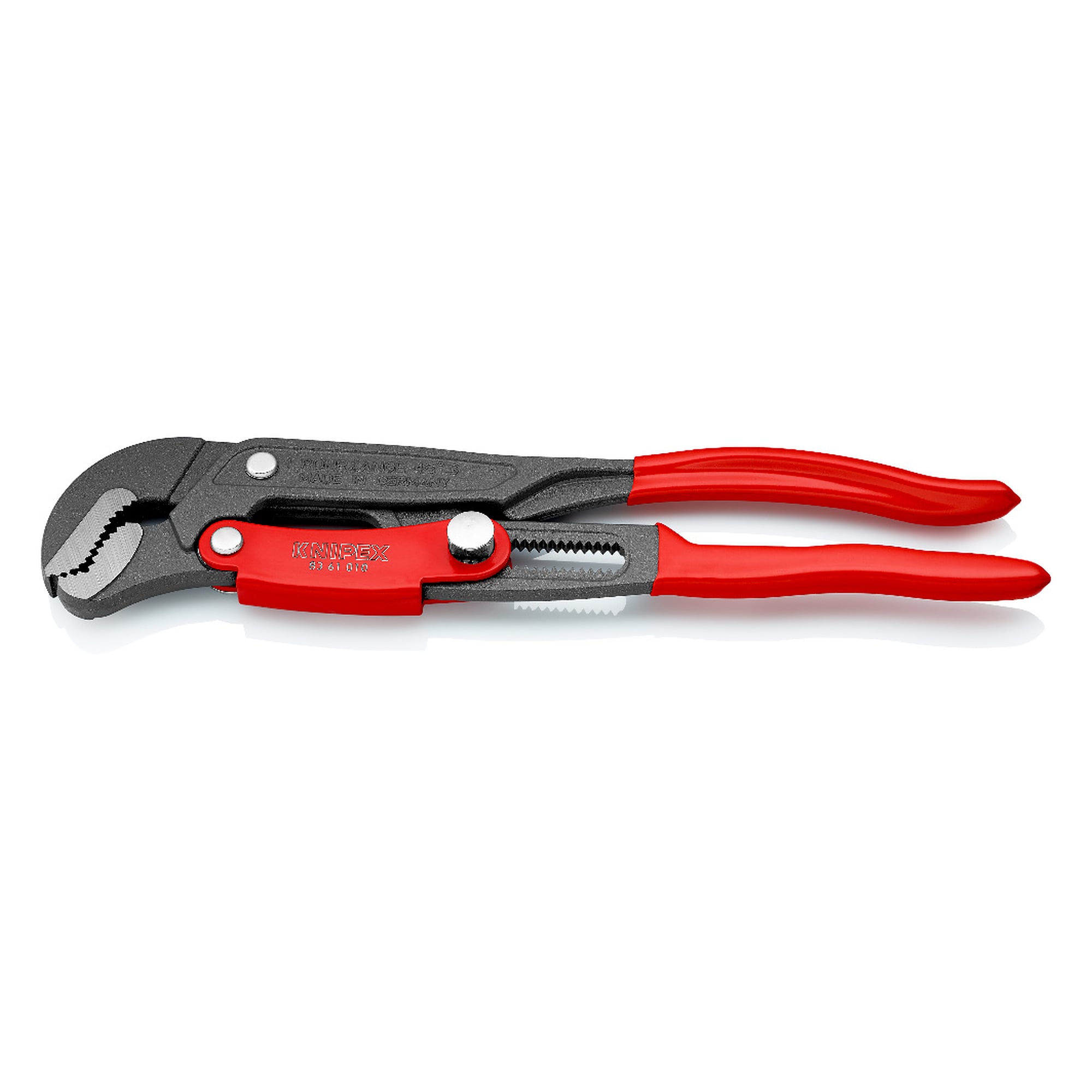 Pipe wrench S-type with fast adjustment, pipes up to 42 mm dia., plastic coated handles, 330 mm