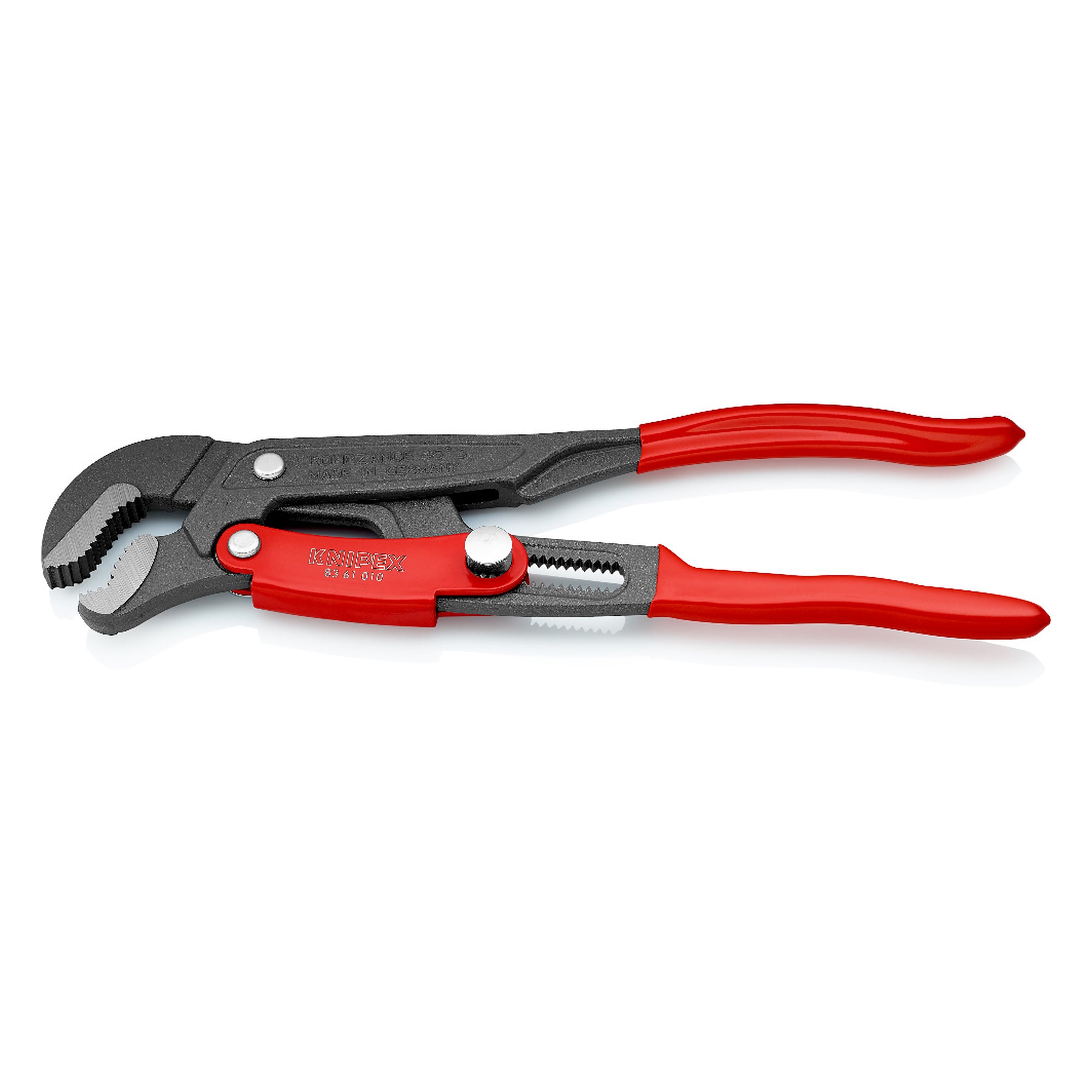Pipe wrench S-type with fast adjustment, pipes up to 42 mm dia., plastic coated handles, 330 mm