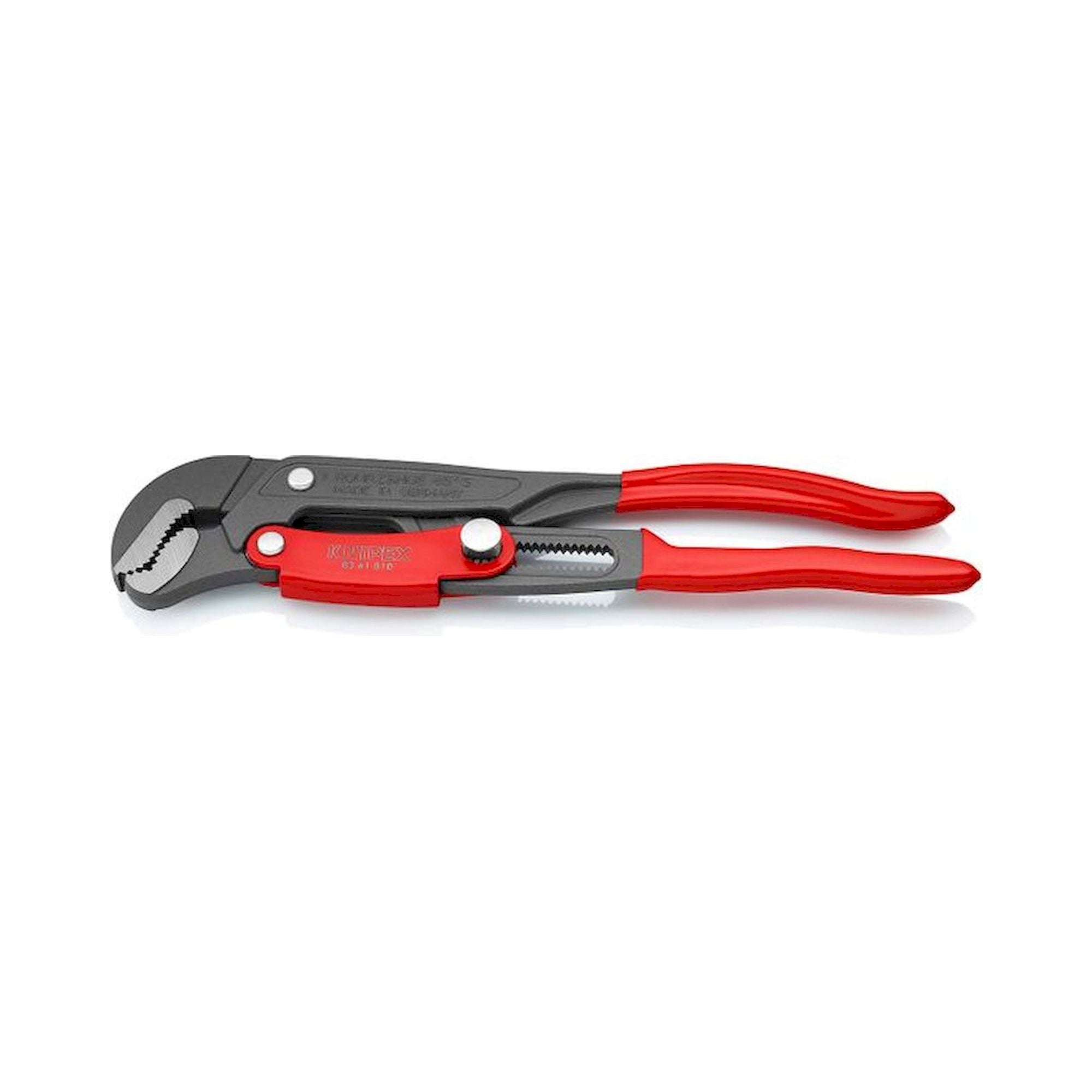 Knipex 83 61 010. S-jaw pipe wrench with quick adjustment, gray powder-coated, 330 mm