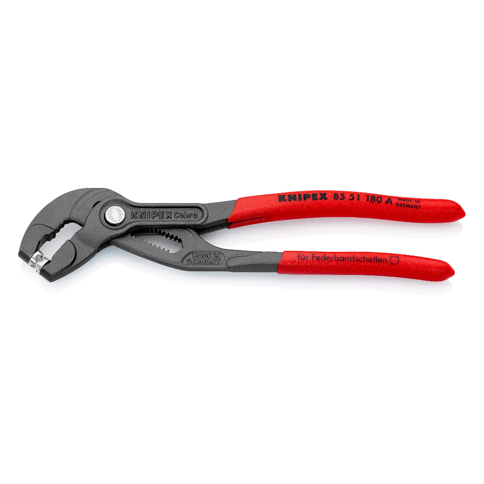 Spring hose clamp pliers with rotating grip inserts, clamps up to 50 mm dia., 180 mm