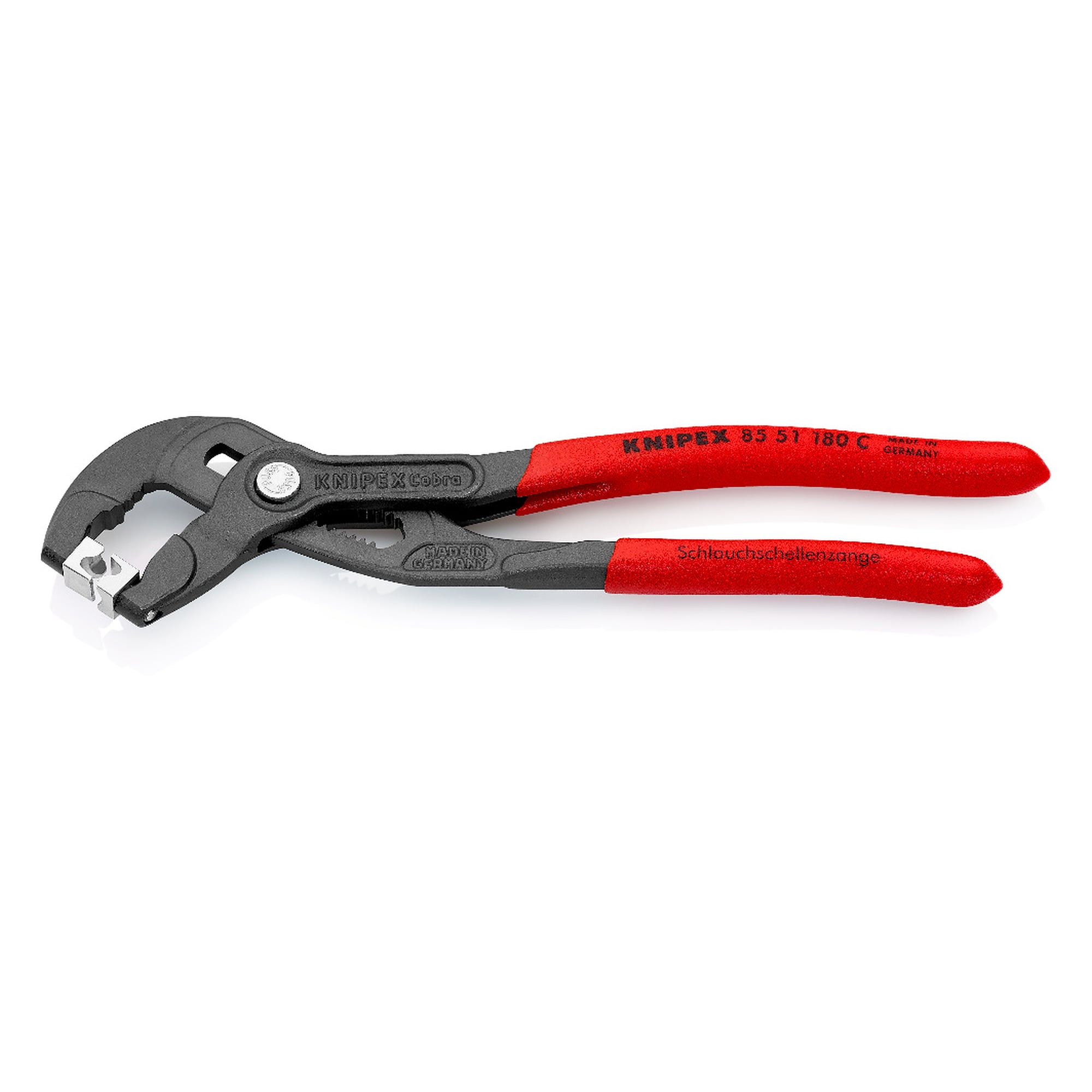 Hose clamp pliers for Click clamps with rotating jaw inserts, 180 mm