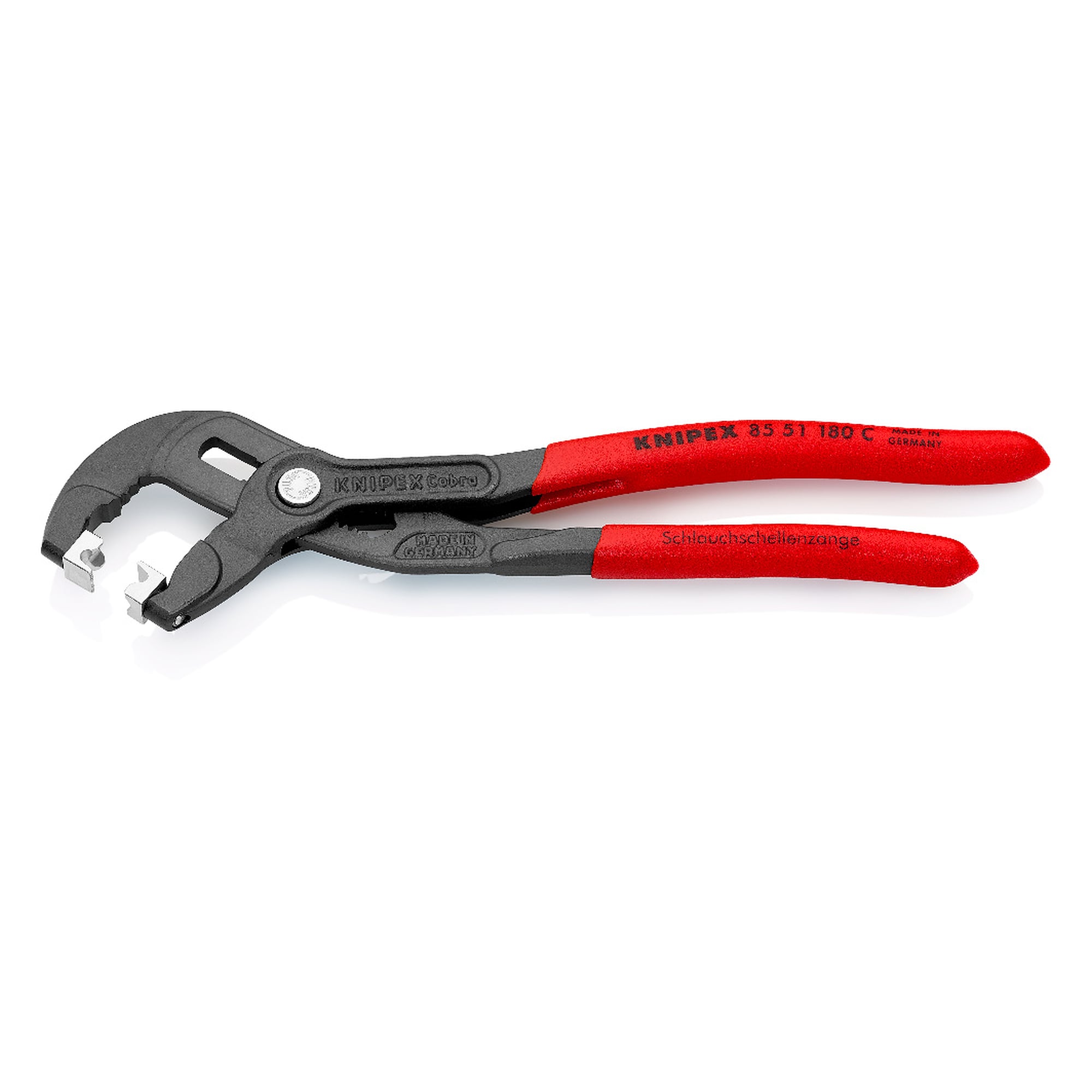 Hose clamp pliers for Click clamps with rotating jaw inserts, 180 mm