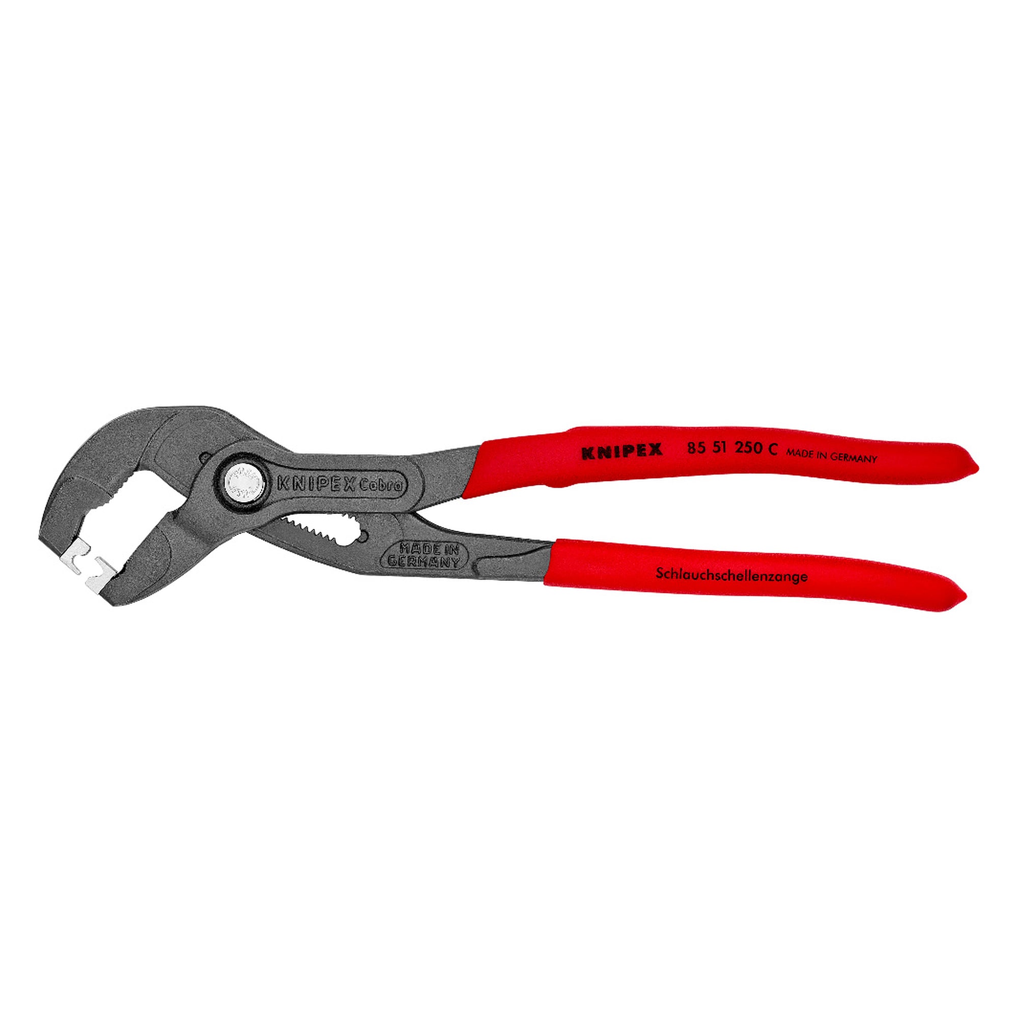 Schlauchschellenzange für Click-Schellen mit drehbaren Greifeinsätzen, 250 mm