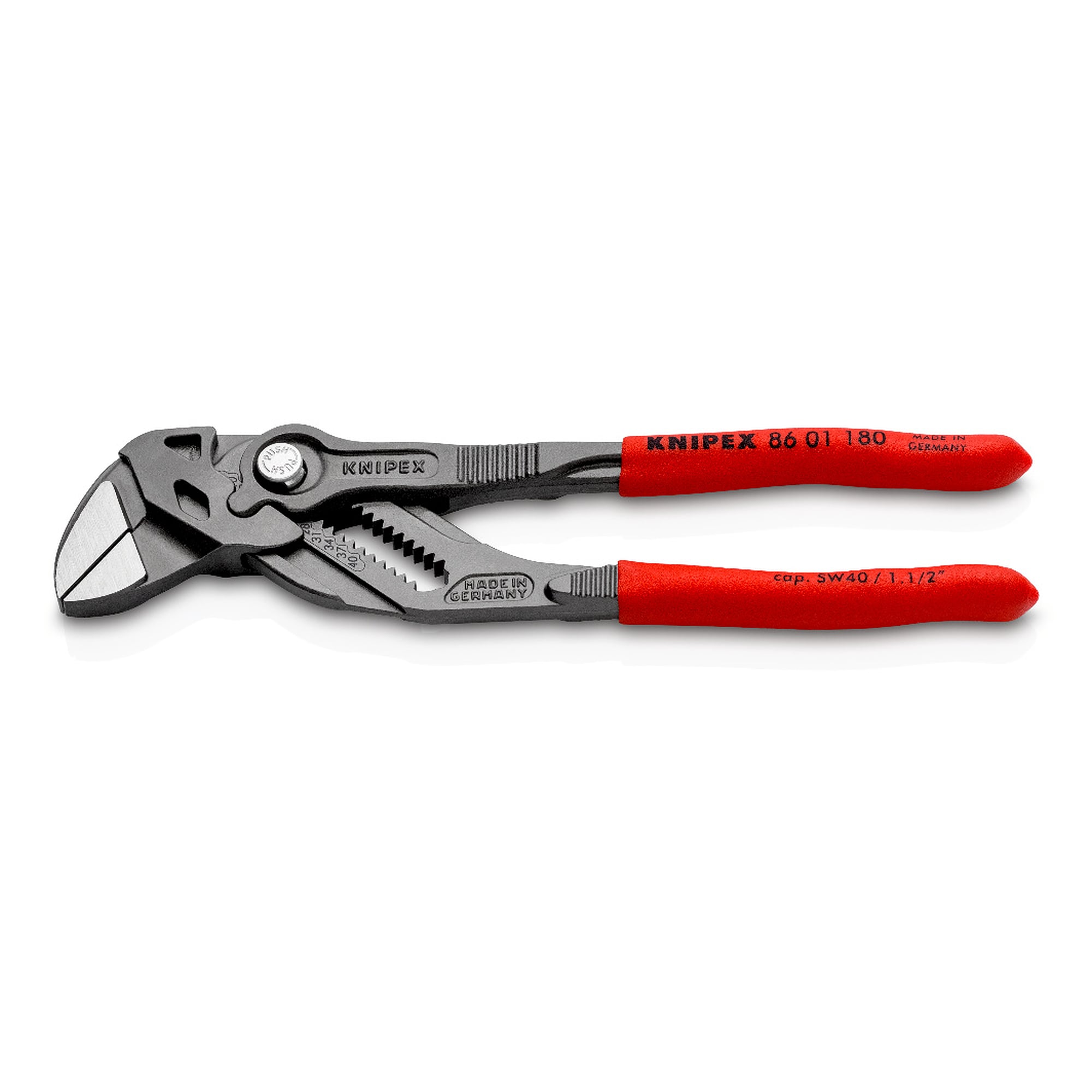 Zangenschlüssel mit glatten Backen für Schlüsselweiten bis 40 mm, 180 mm