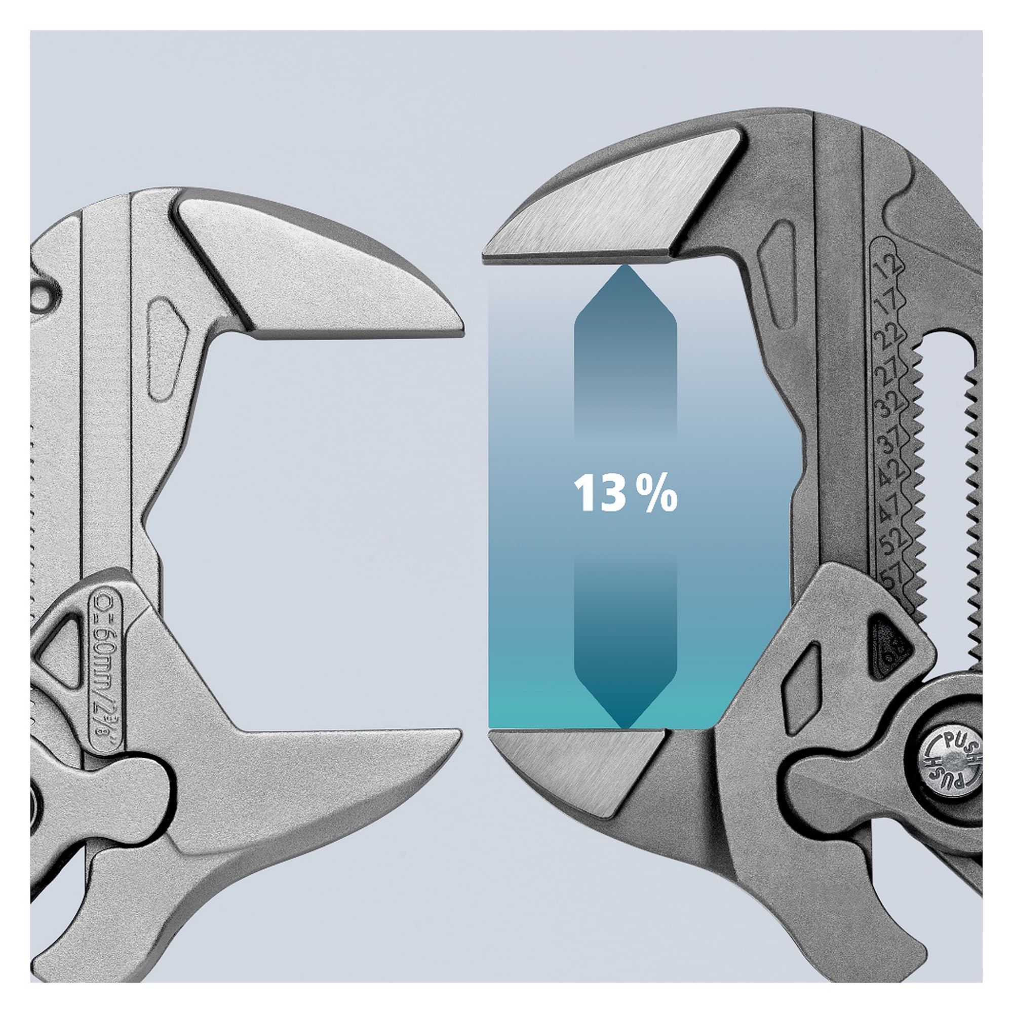 Pliers wrench with smooth jaws for widths across flats up to 68 mm, 300 mm