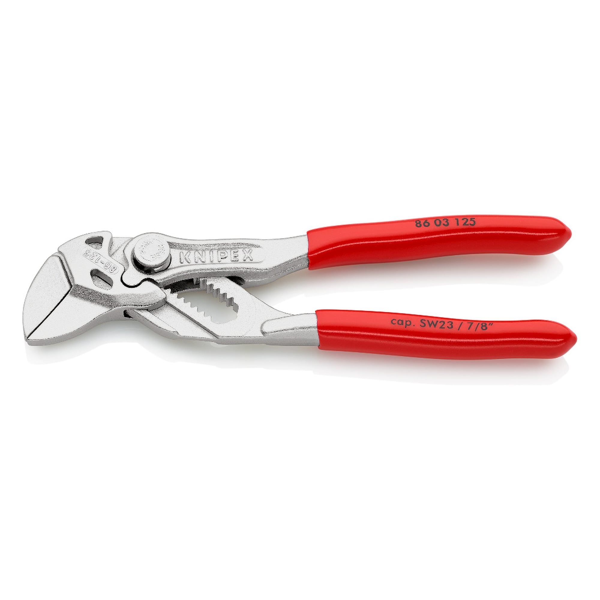 Mini pliers wrench with smooth jaws, up to 23 mm across flats, 11 adjustment positions, 125 mm