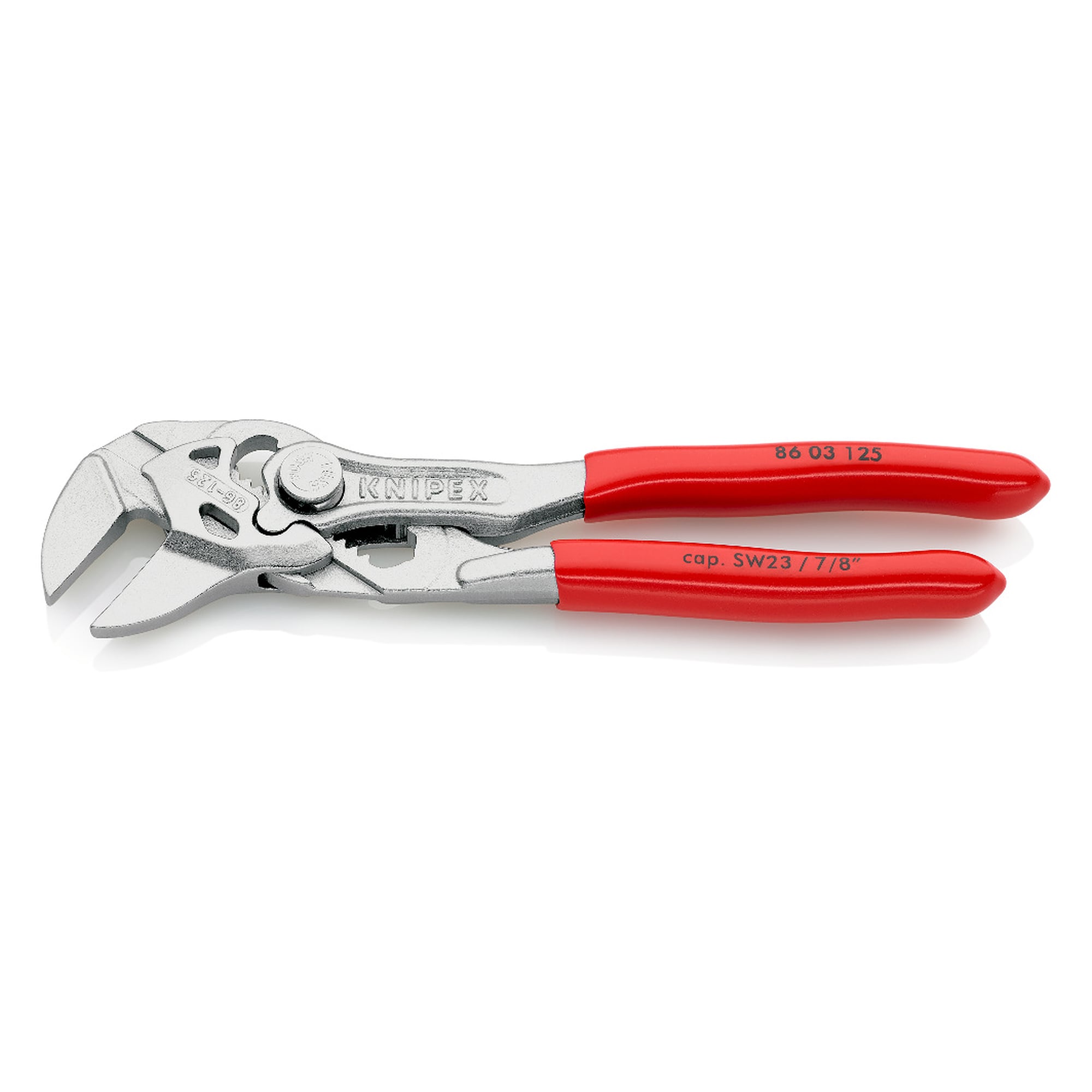 Mini pliers wrench with smooth jaws, up to 23 mm across flats, 11 adjustment positions, 125 mm
