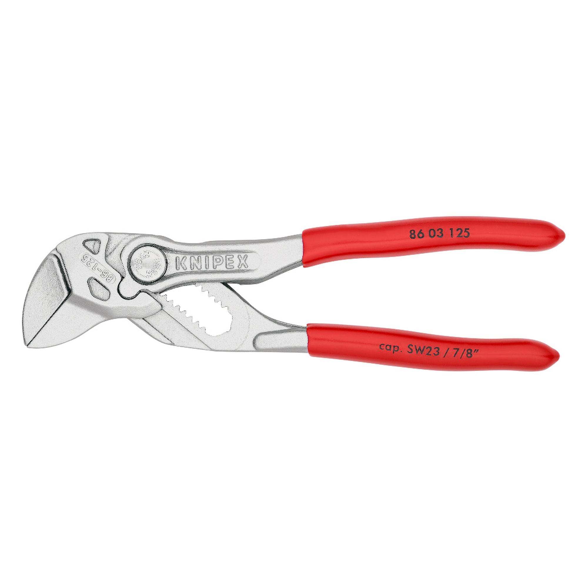 Mini pliers wrench with smooth jaws, up to 23 mm across flats, 11 adjustment positions, 125 mm