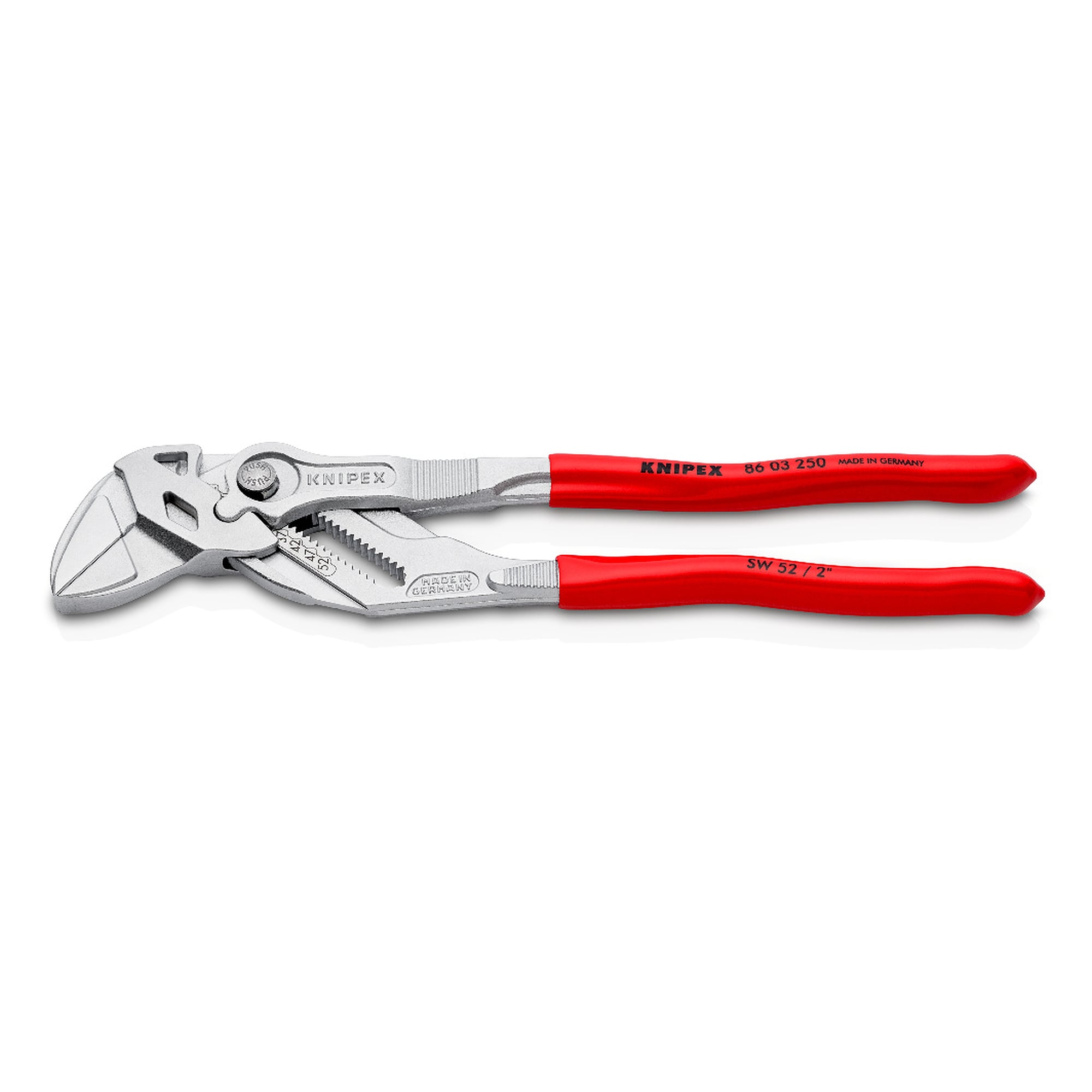 Pince-clé, pince et clé à la fois, ouverture jusqu'à 52 mm, 250 mm