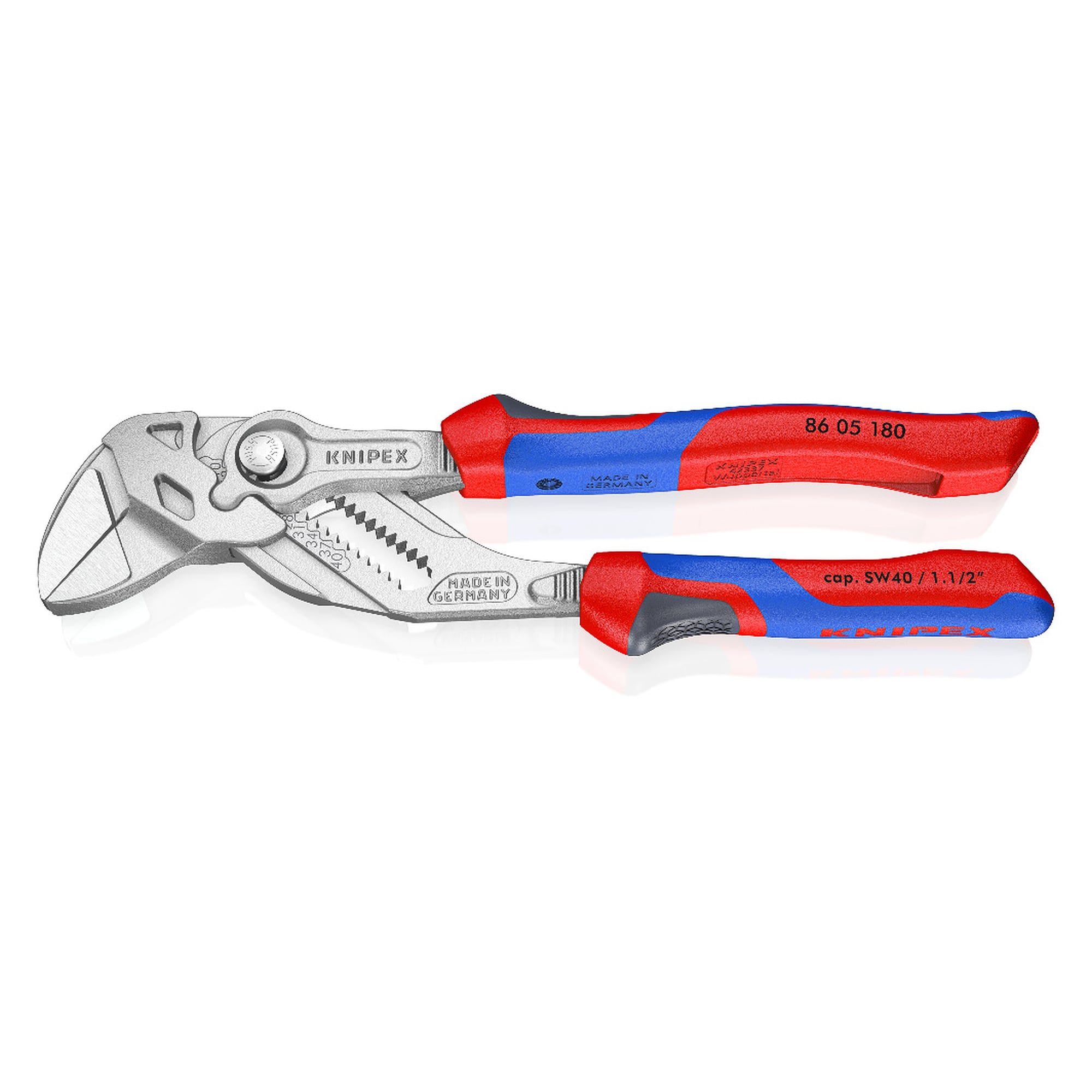 Pliers wrench, pliers and wrench in one tool, jaw capacity up to 40 mm, 180 mm