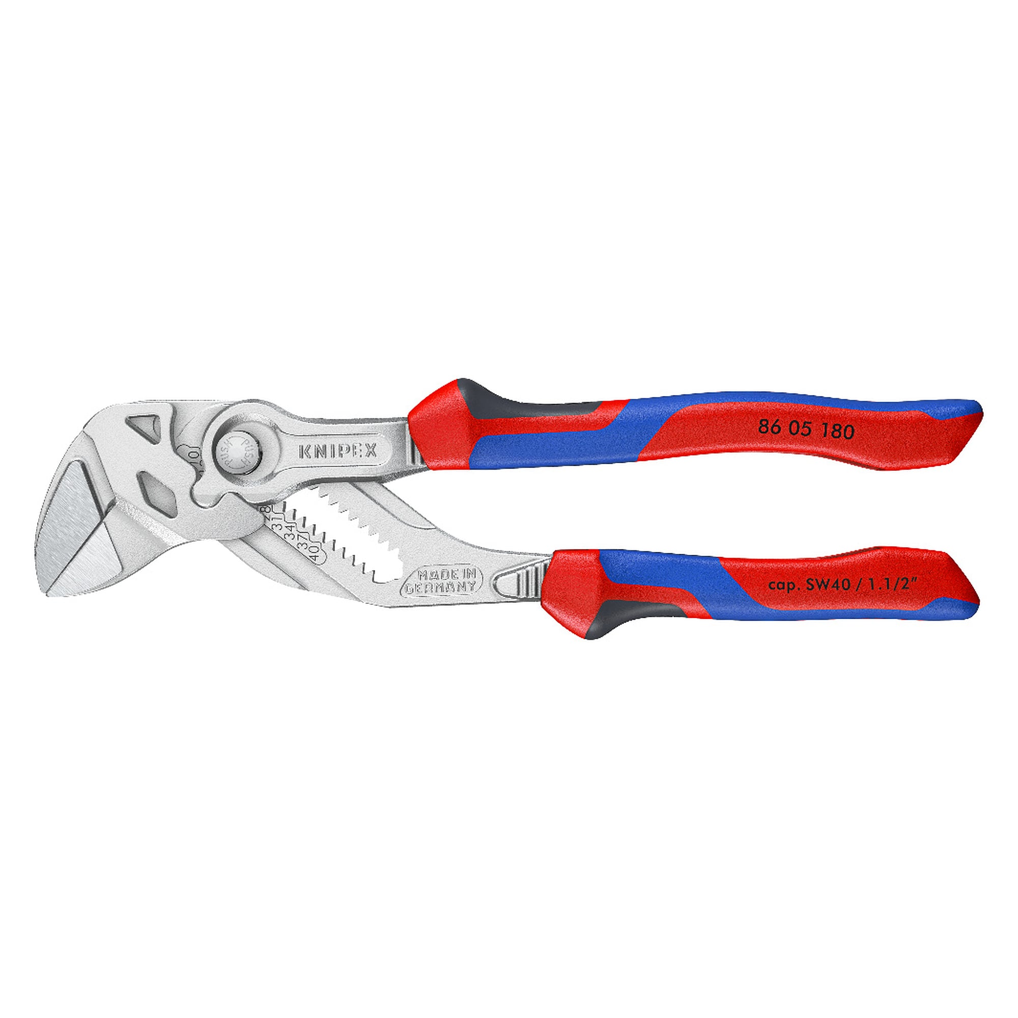 Pliers wrench, pliers and wrench in one tool, jaw capacity up to 40 mm, 180 mm