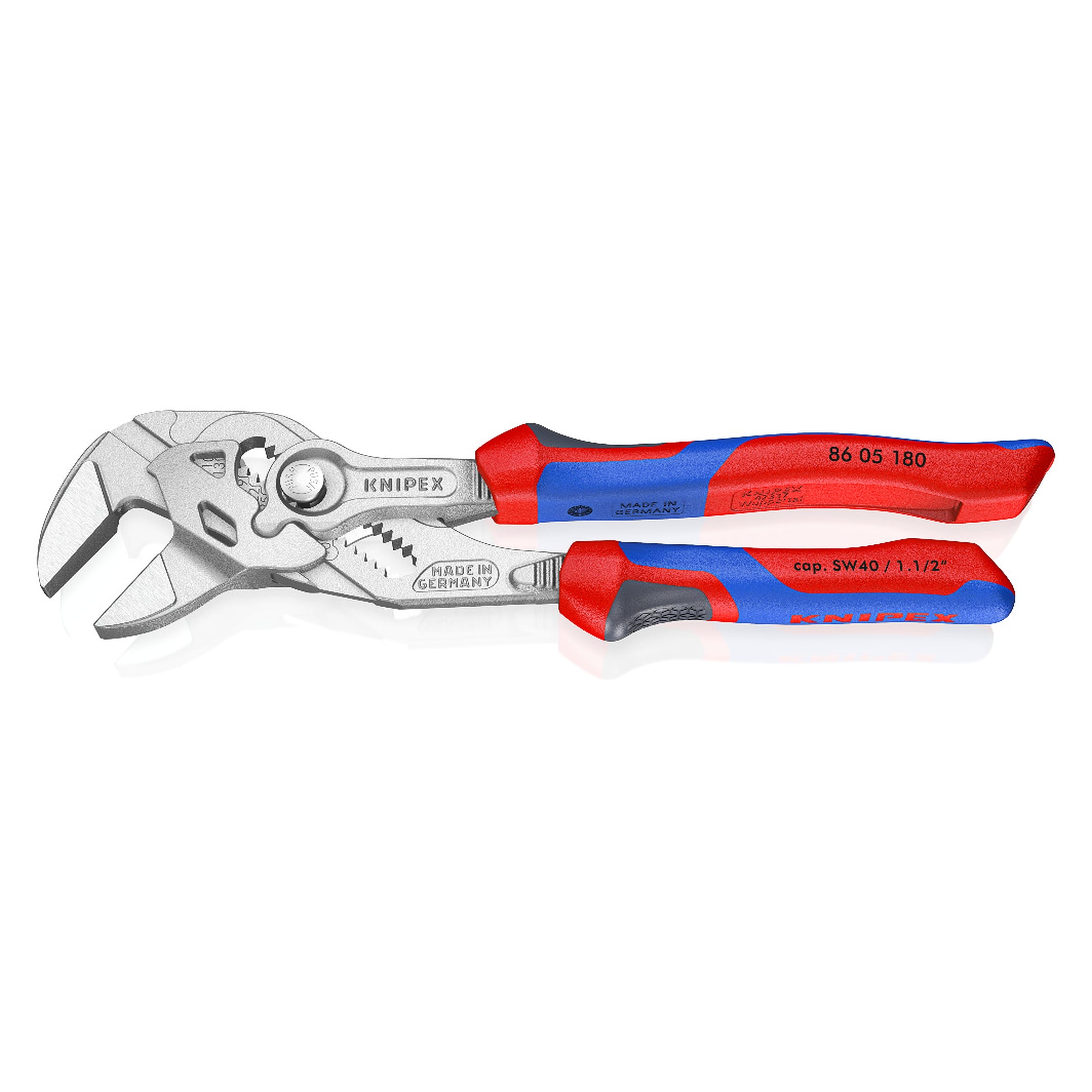 Pliers wrench, pliers and wrench in one tool, jaw capacity up to 40 mm, 180 mm
