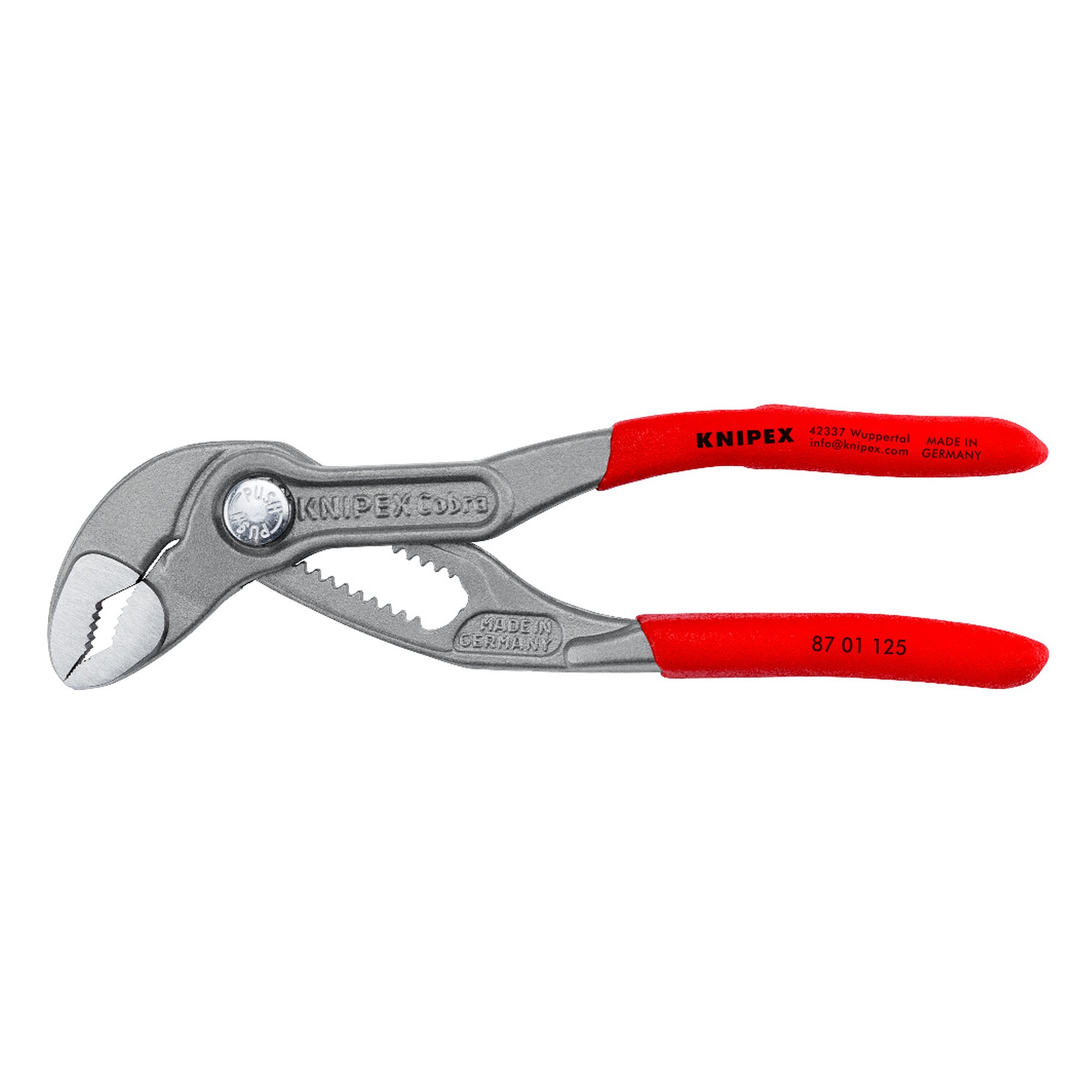 Cobra high-tech water pump pliers with fine adjustment, nut capacity 27 mm, 125 mm