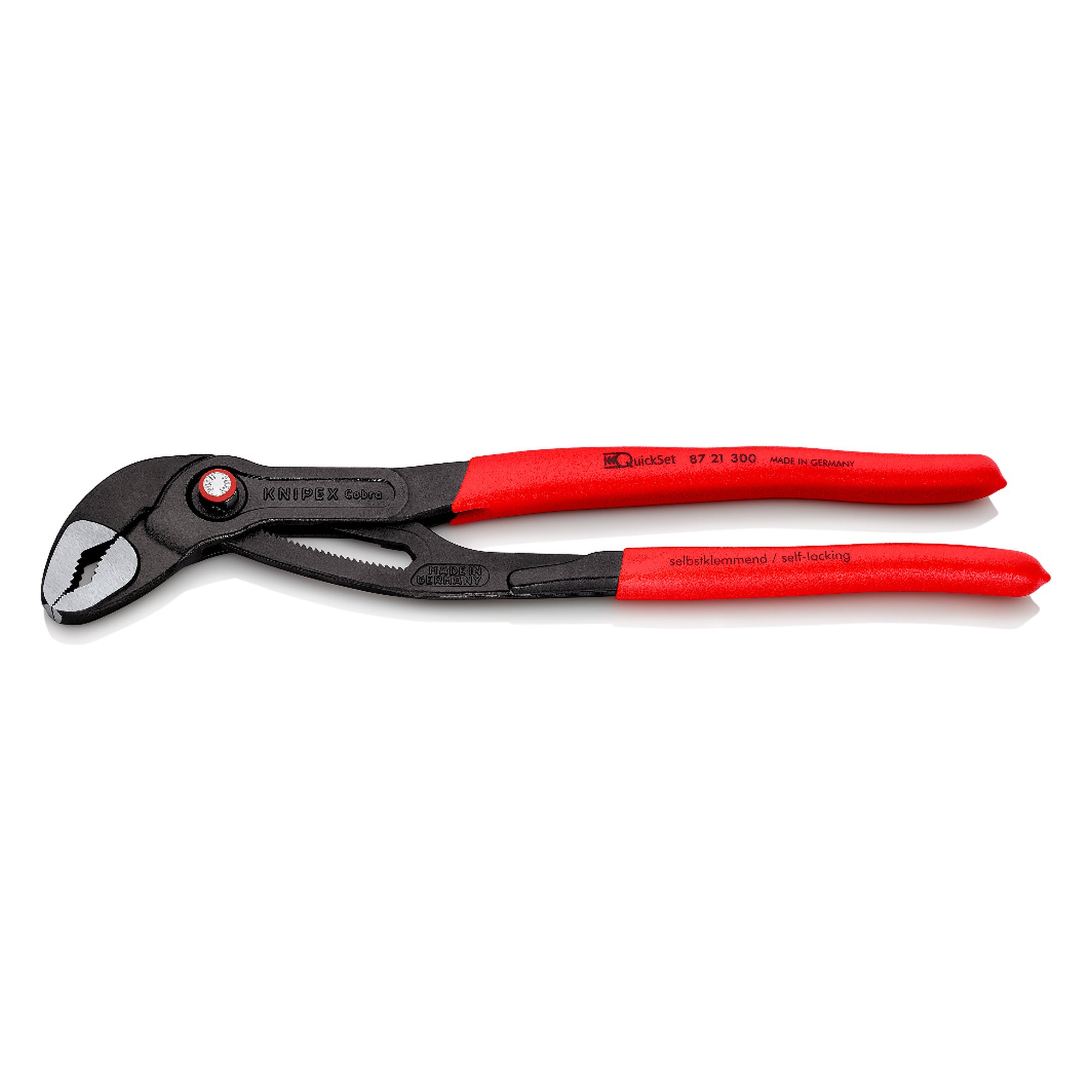 Cobra QuickSet high-tech water pump pliers with push function, pipes to 70 mm dia., 300 mm