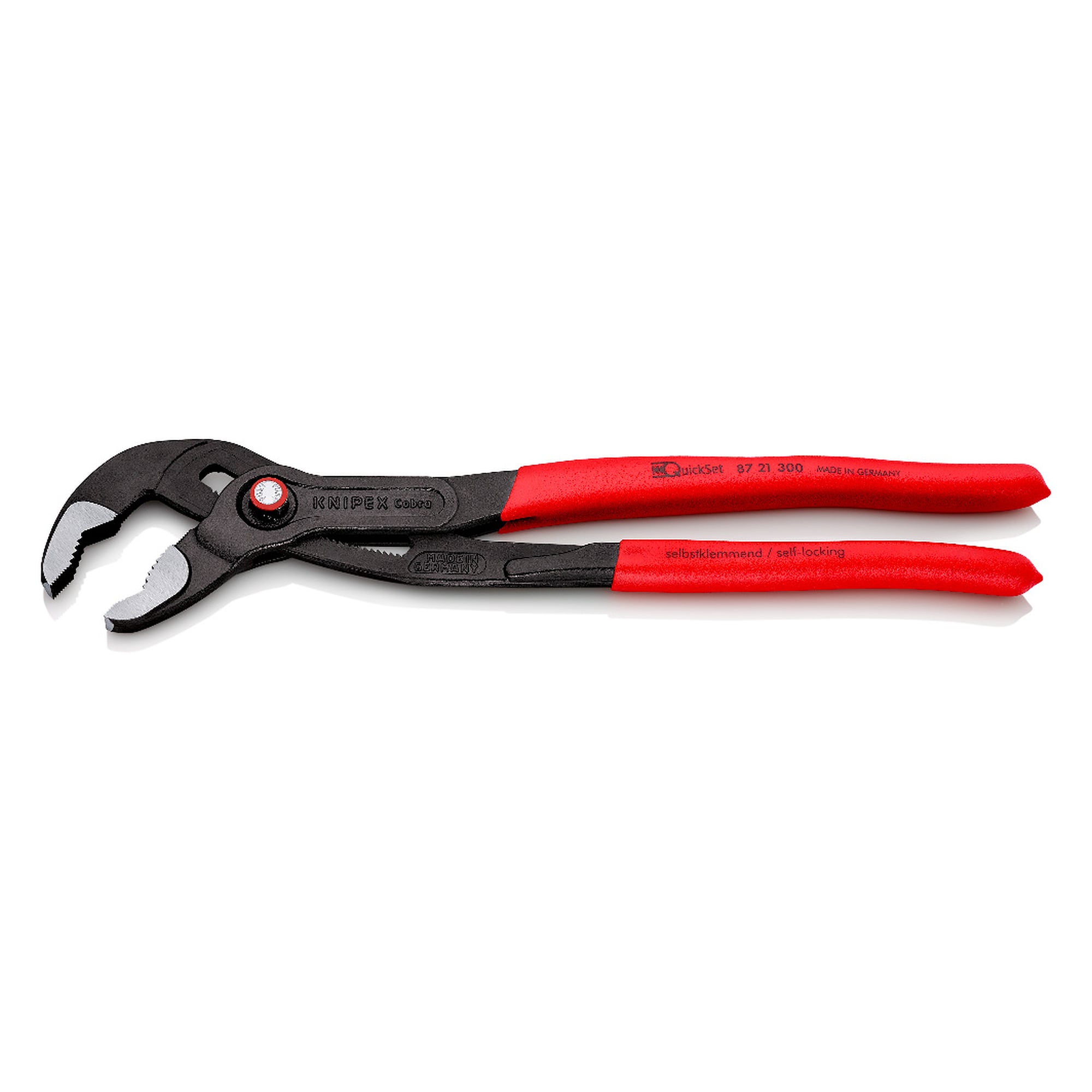 Cobra QuickSet high-tech water pump pliers with push function, pipes to 70 mm dia., 300 mm