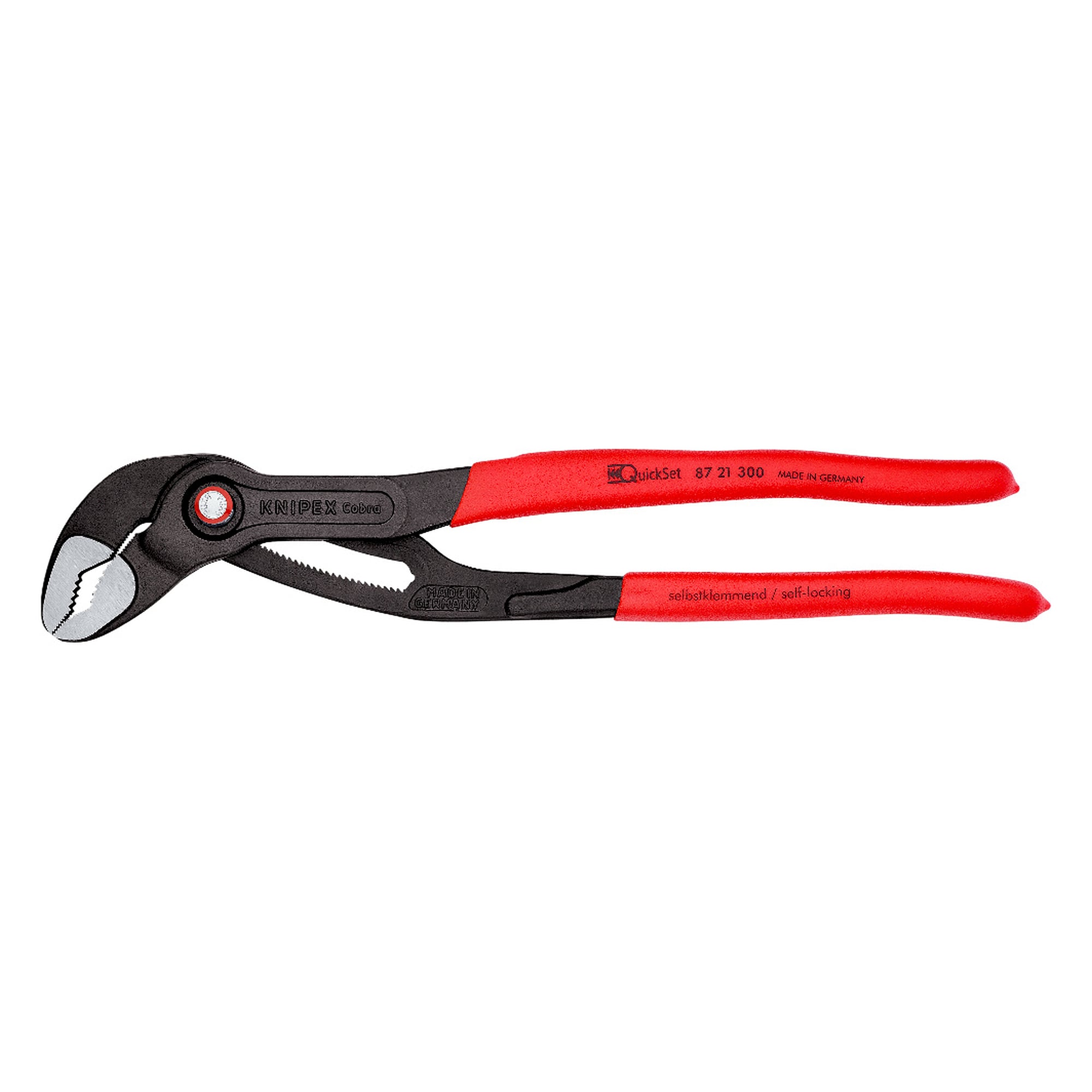 Cobra QuickSet high-tech water pump pliers with push function, pipes to 70 mm dia., 300 mm