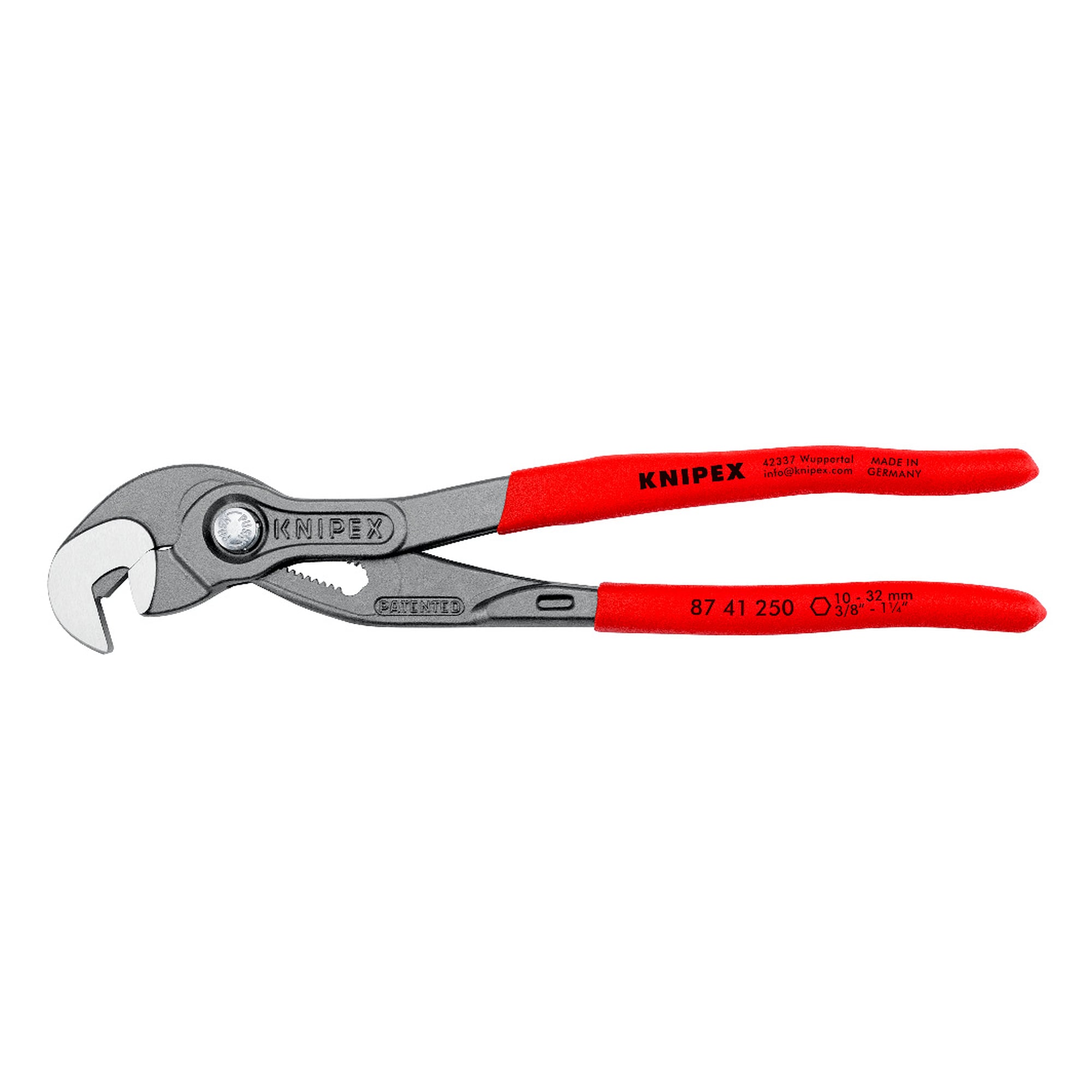 Multiple slip joint spanner for nuts and bolts from 10 to 32 mm, self-clamping from 17 mm, 250 mm