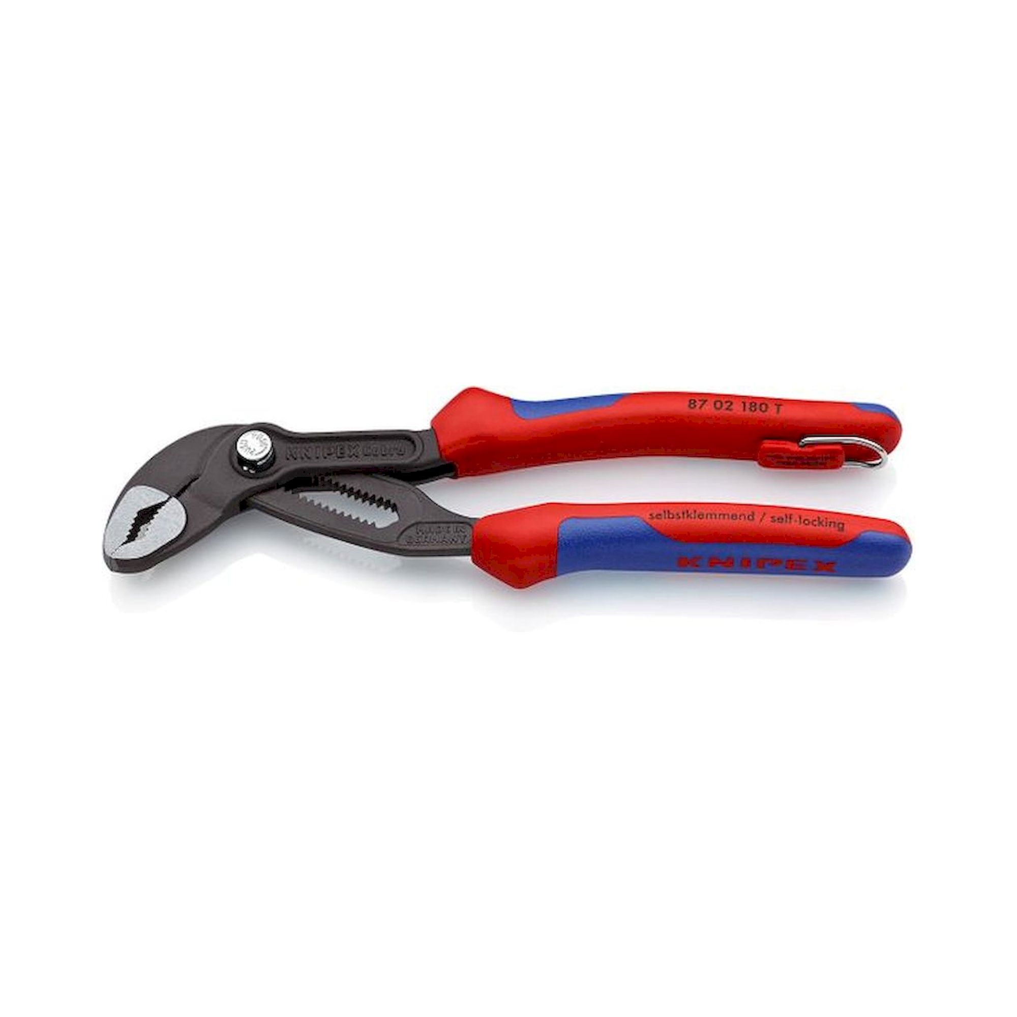 Knipex 87 02 180 T. Cobra high-tech water pump pliers, atramentized gray, fastening eyelet, width across flats 36 mm, 180 mm