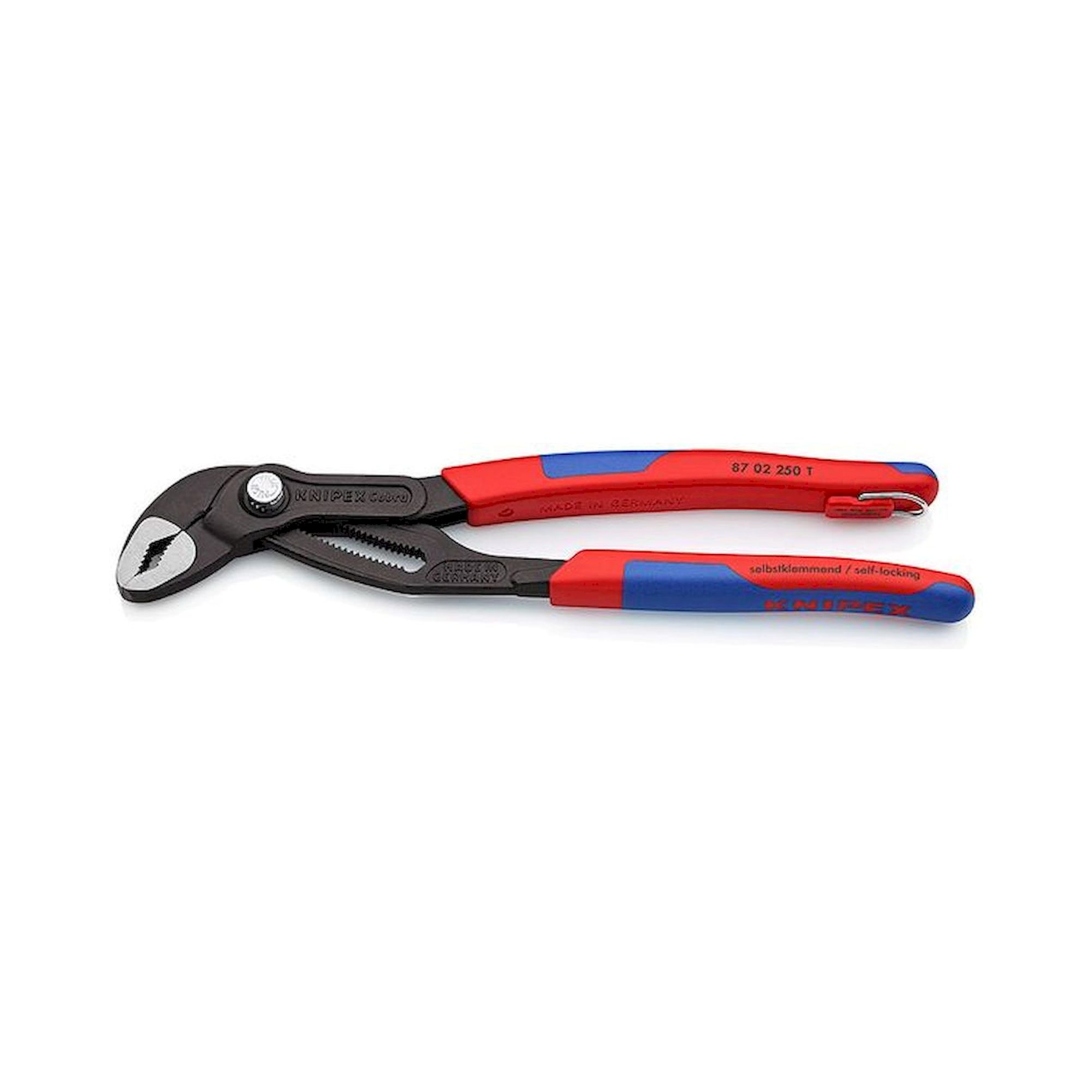Knipex 87 02 250 T. Cobra Hightech-Wasserpumpenzange, grau atramentiert, Befestigungsöse, Schlüsselweite 46 mm, 250 mm