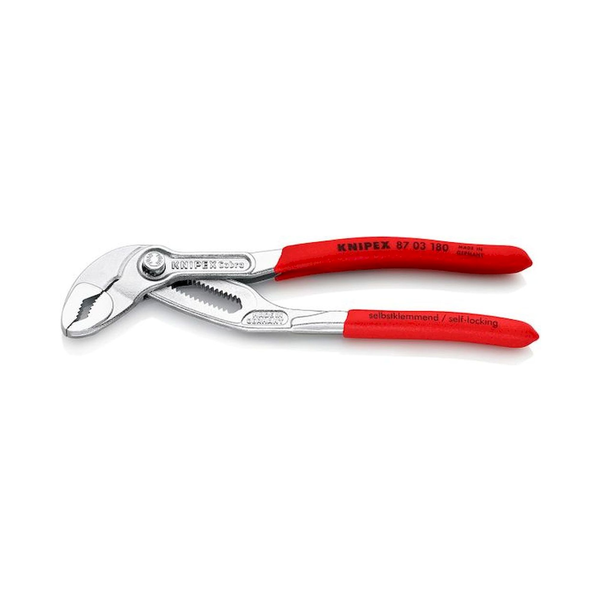 Knipex 87 03 180. Cobra high-tech water pump pliers, chrome-plated, wrench size 36 mm, 180 mm