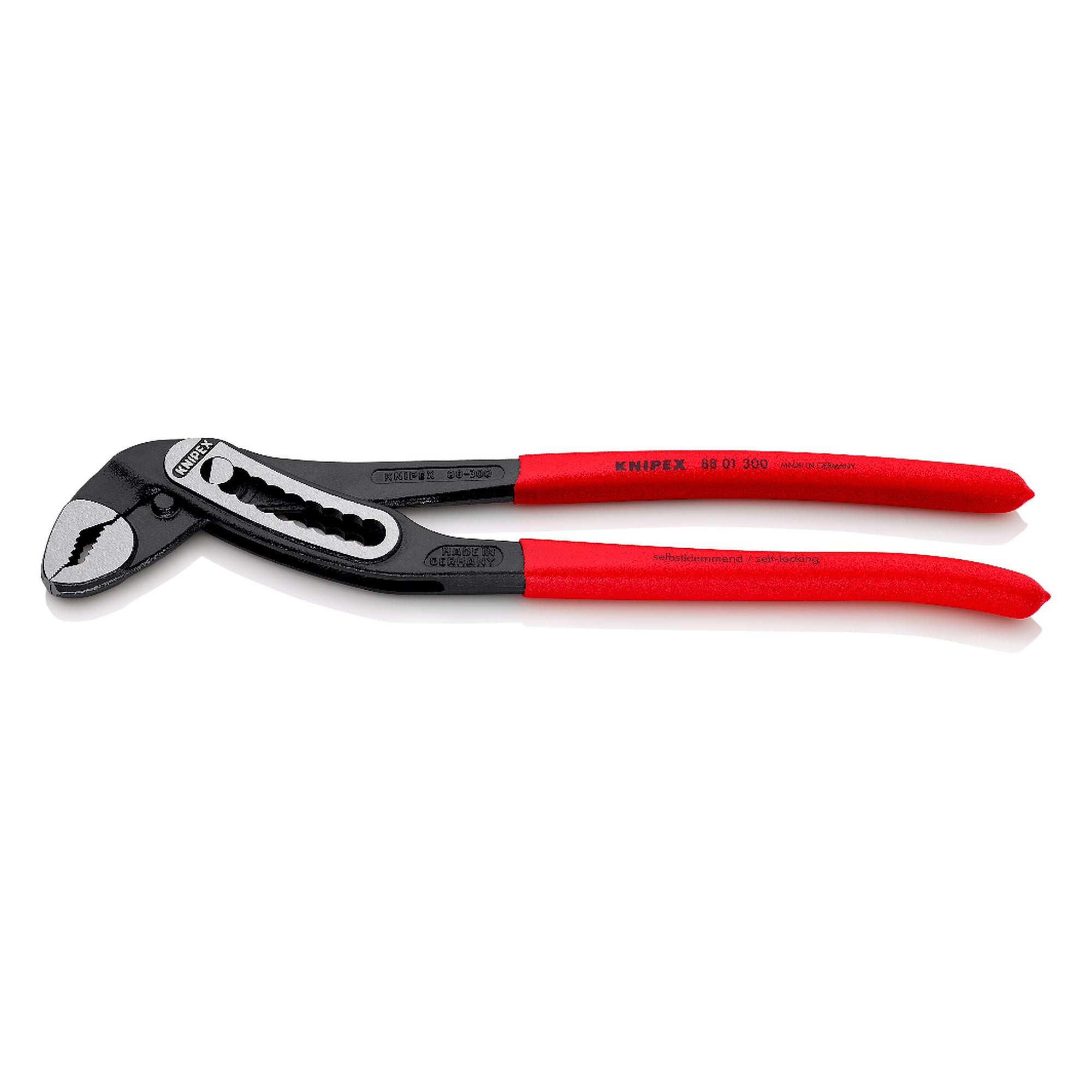 Alligator water pump pliers with 9-notch adjustment, pipes to 70 mm dia., 300 mm
