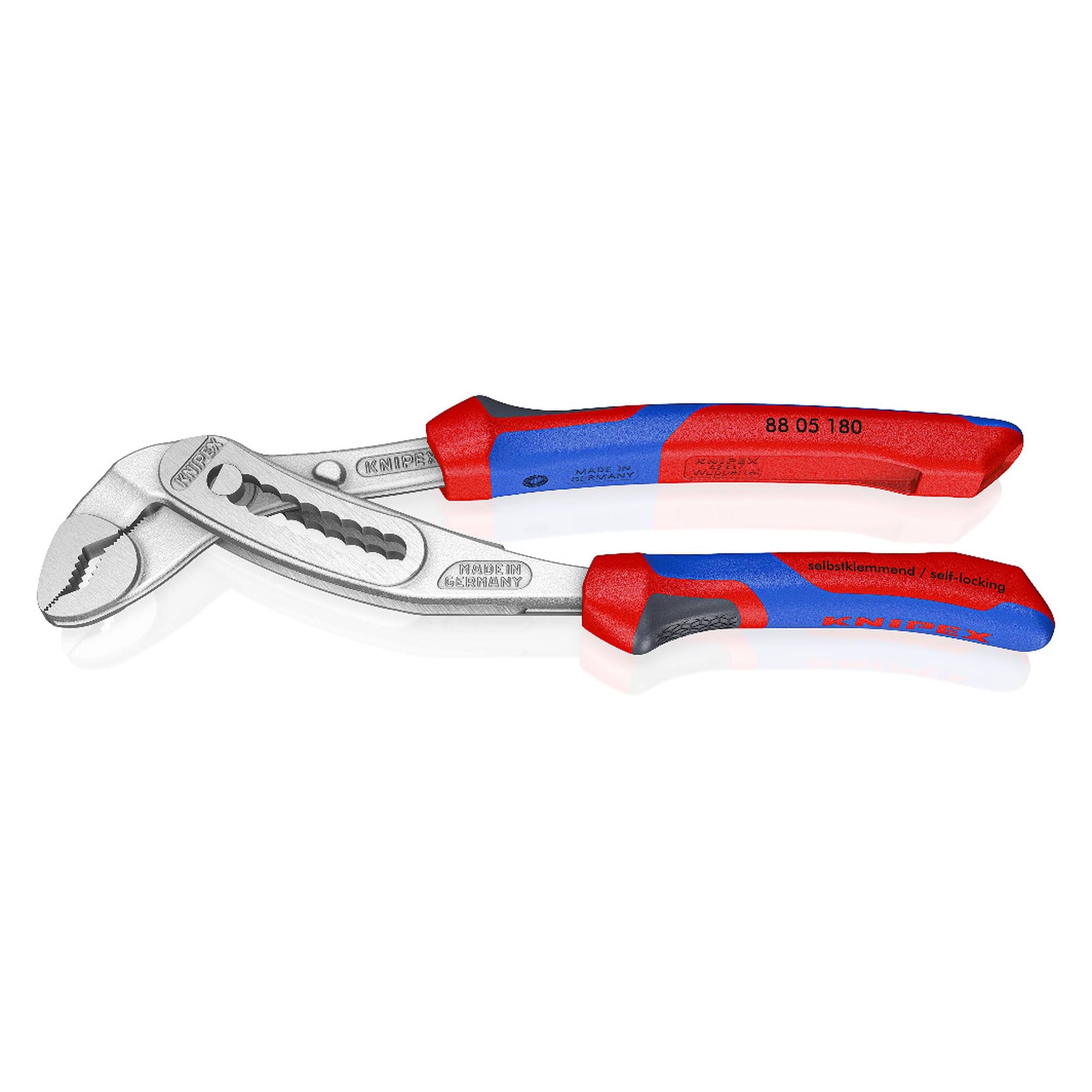 Alligator water pump pliers chrome-plated with comfort handles, 180 mm