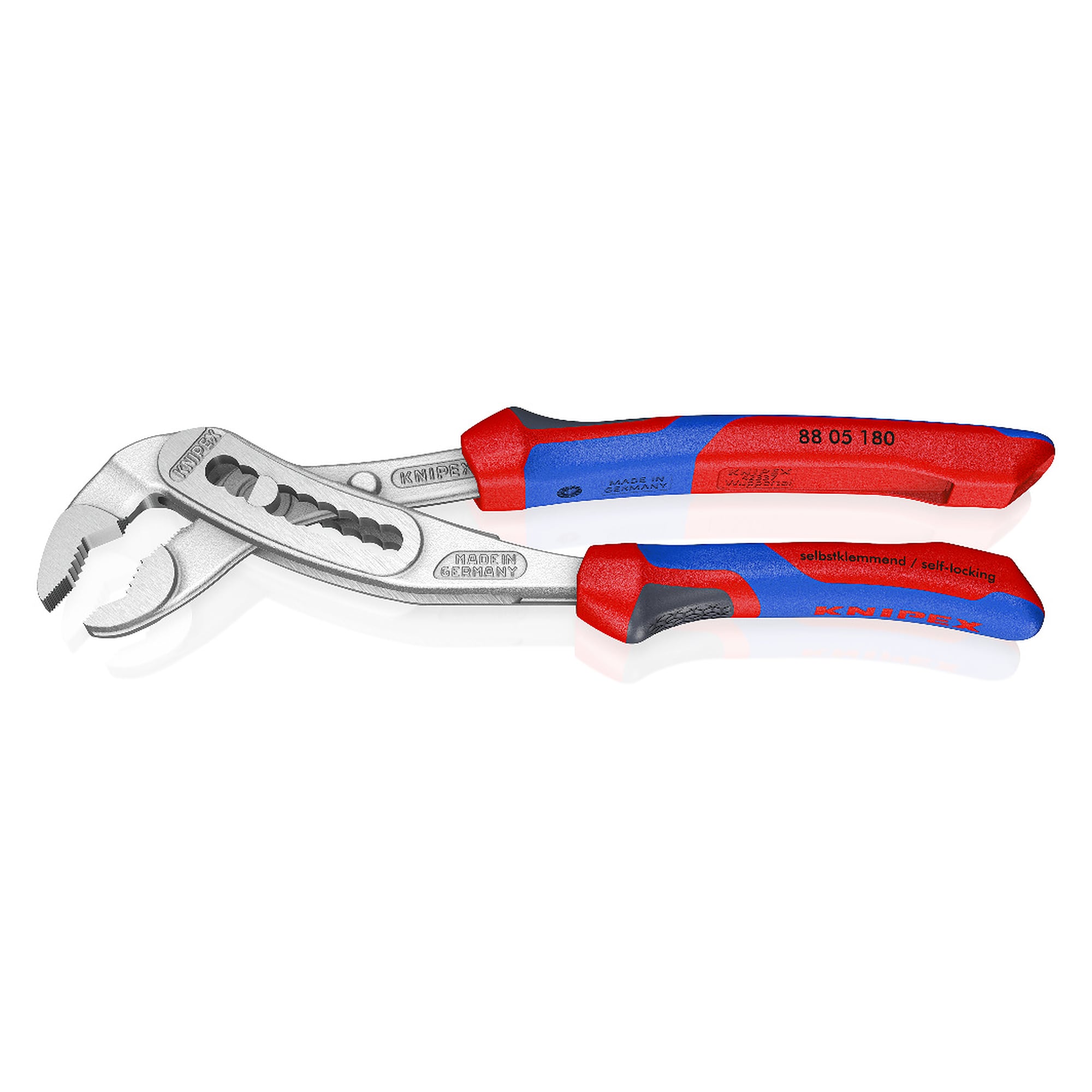 Alligator water pump pliers chrome-plated with comfort handles, 180 mm