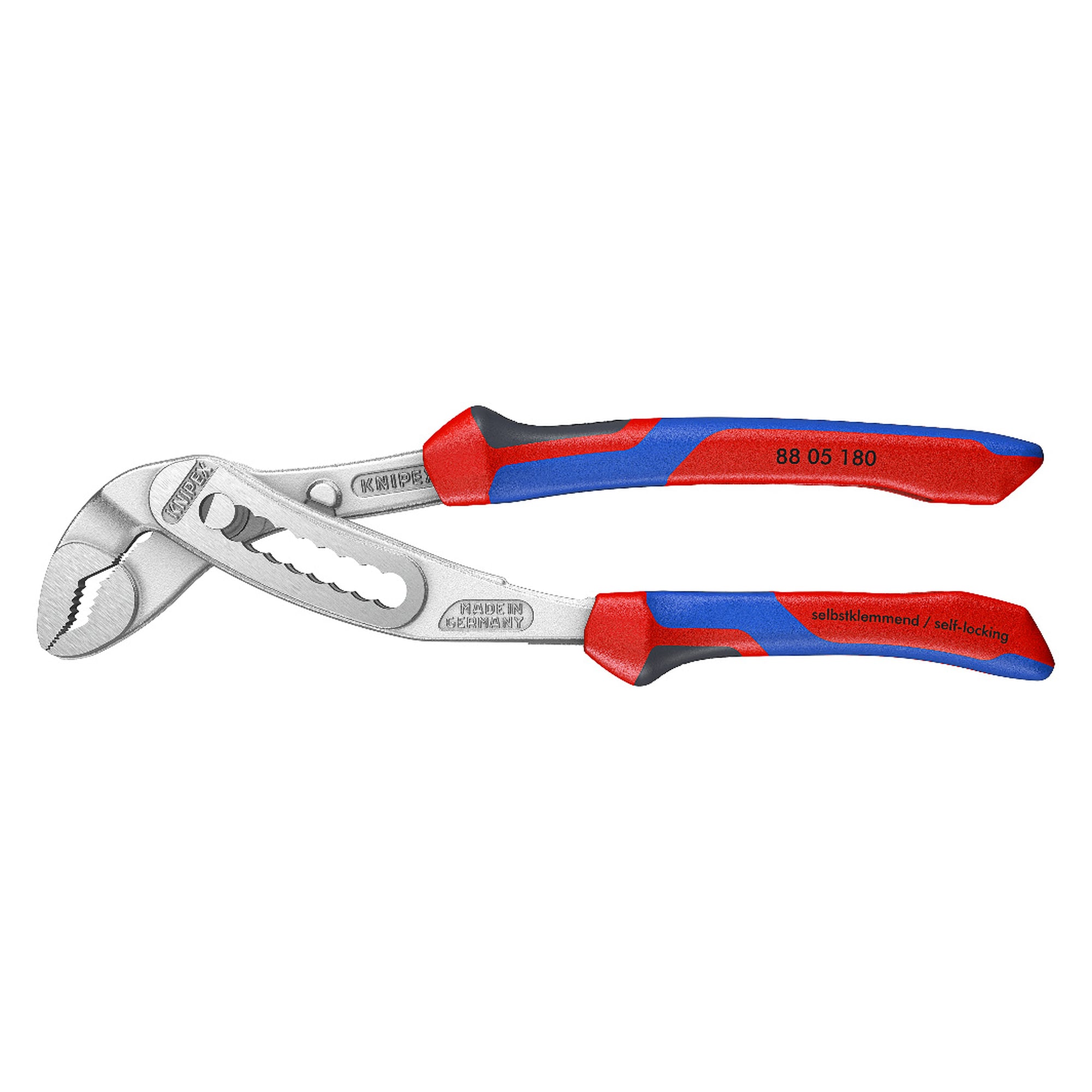 Alligator water pump pliers chrome-plated with comfort handles, 180 mm