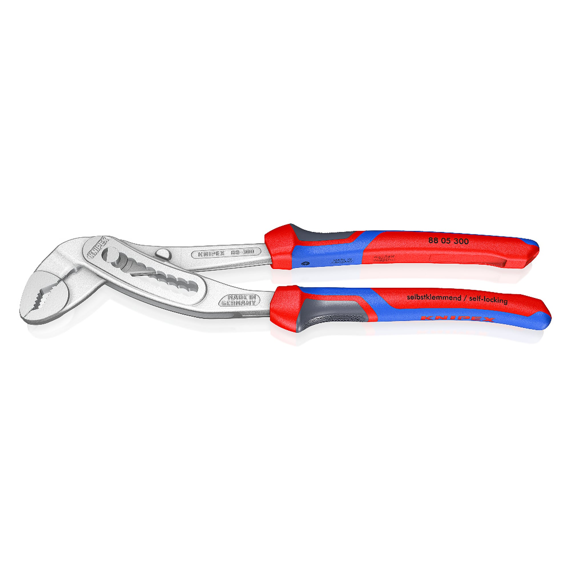 Alligator water pump pliers chrome-plated with comfort handles, Ø 70 mm, 300 mm