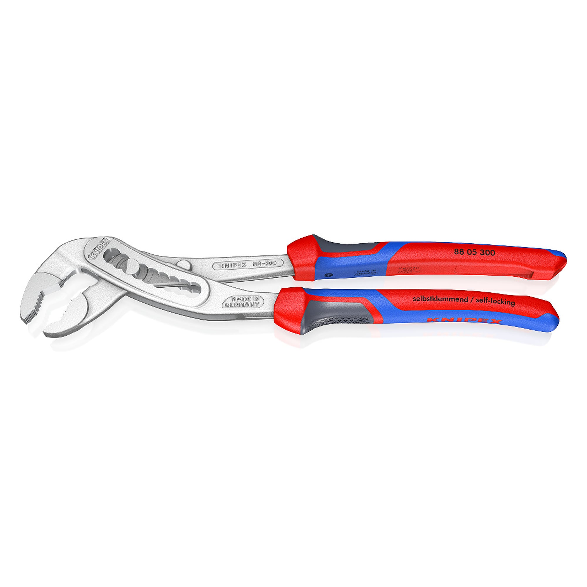 Alligator water pump pliers chrome-plated with comfort handles, Ø 70 mm, 300 mm