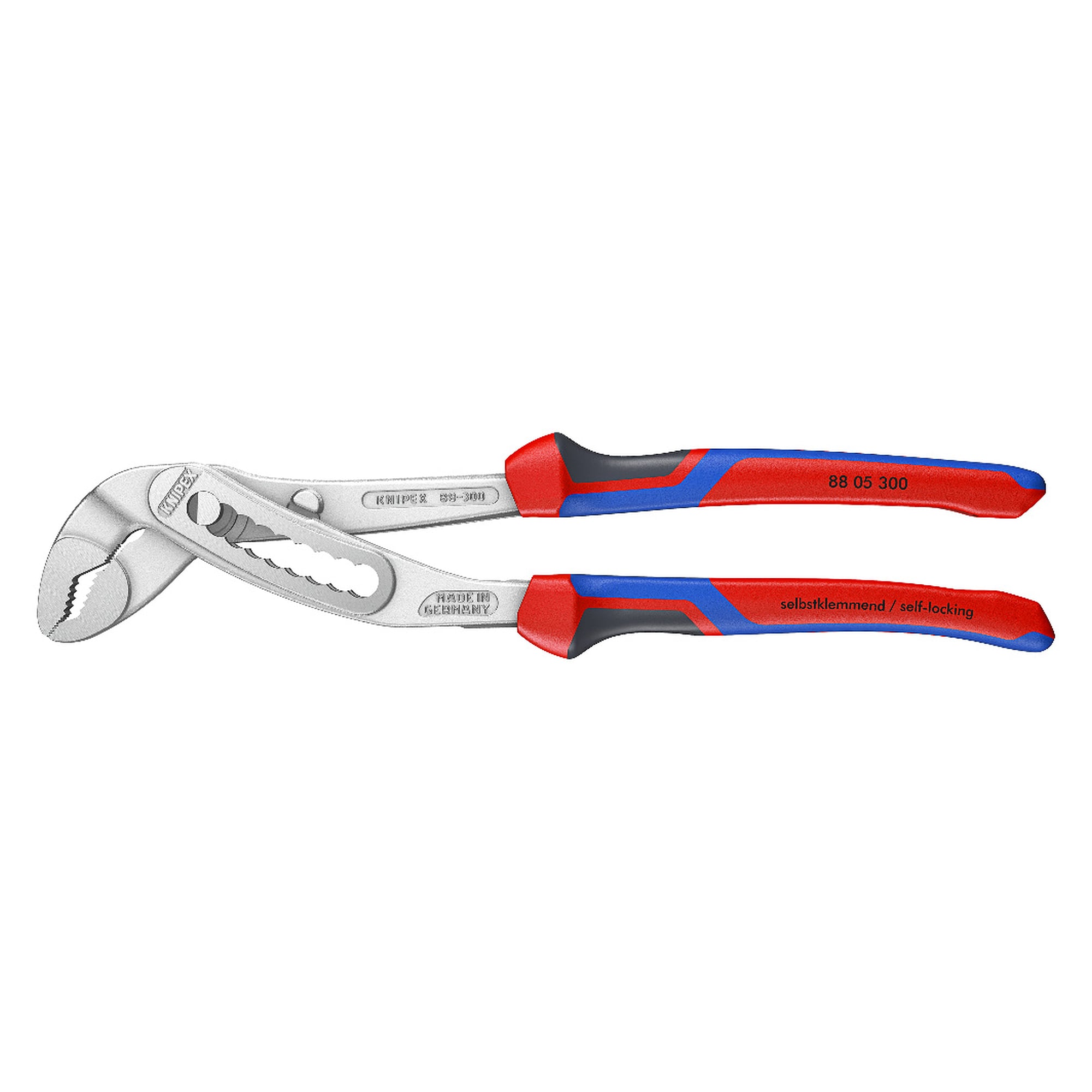 Alligator water pump pliers chrome-plated with comfort handles, Ø 70 mm, 300 mm